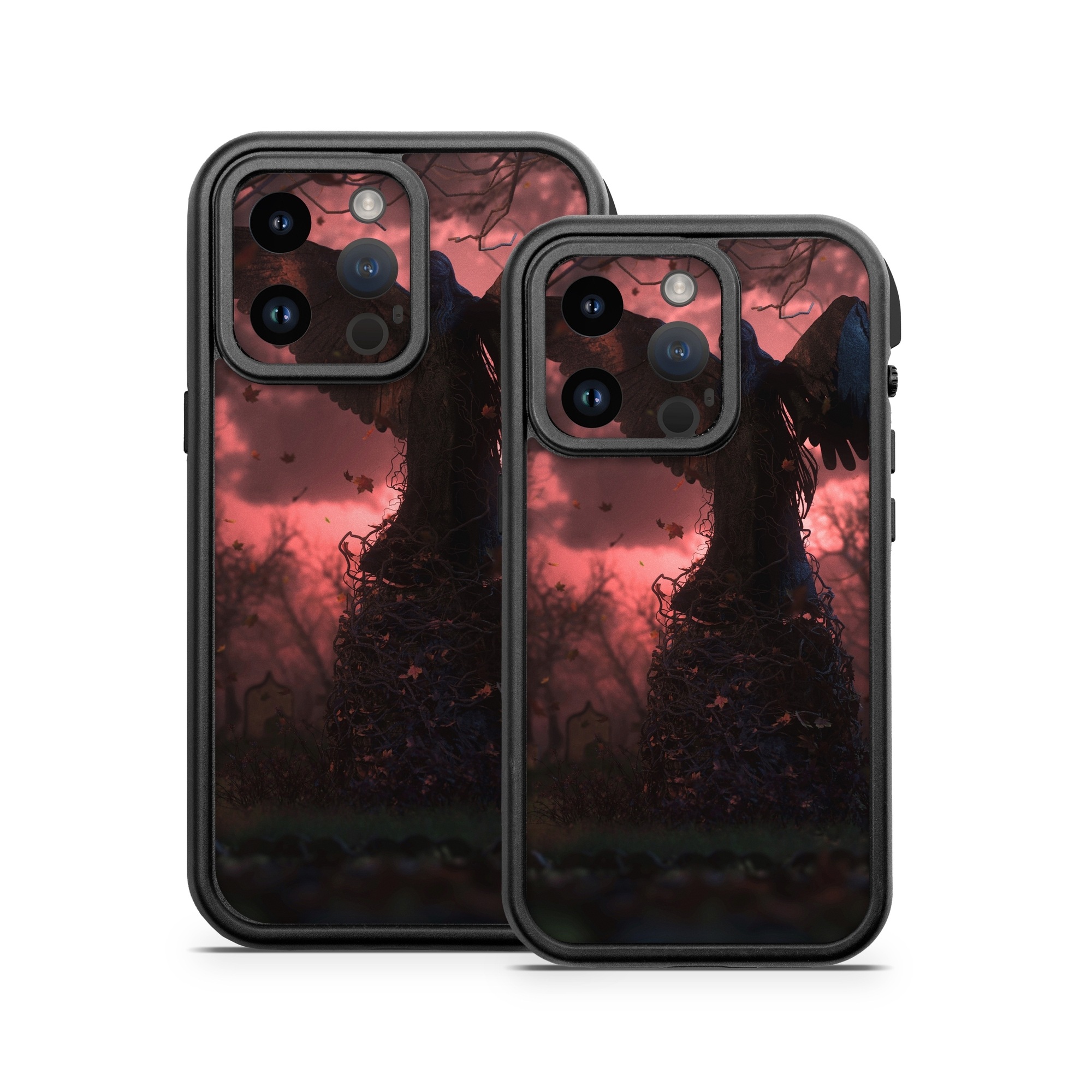 OtterBox Fre iPhone 14 Series Case Skin design of Nature, Sky, Atmospheric phenomenon, Tree, Atmosphere, Darkness, Night, Screenshot, Cg artwork, Fictional character, with black, red colors