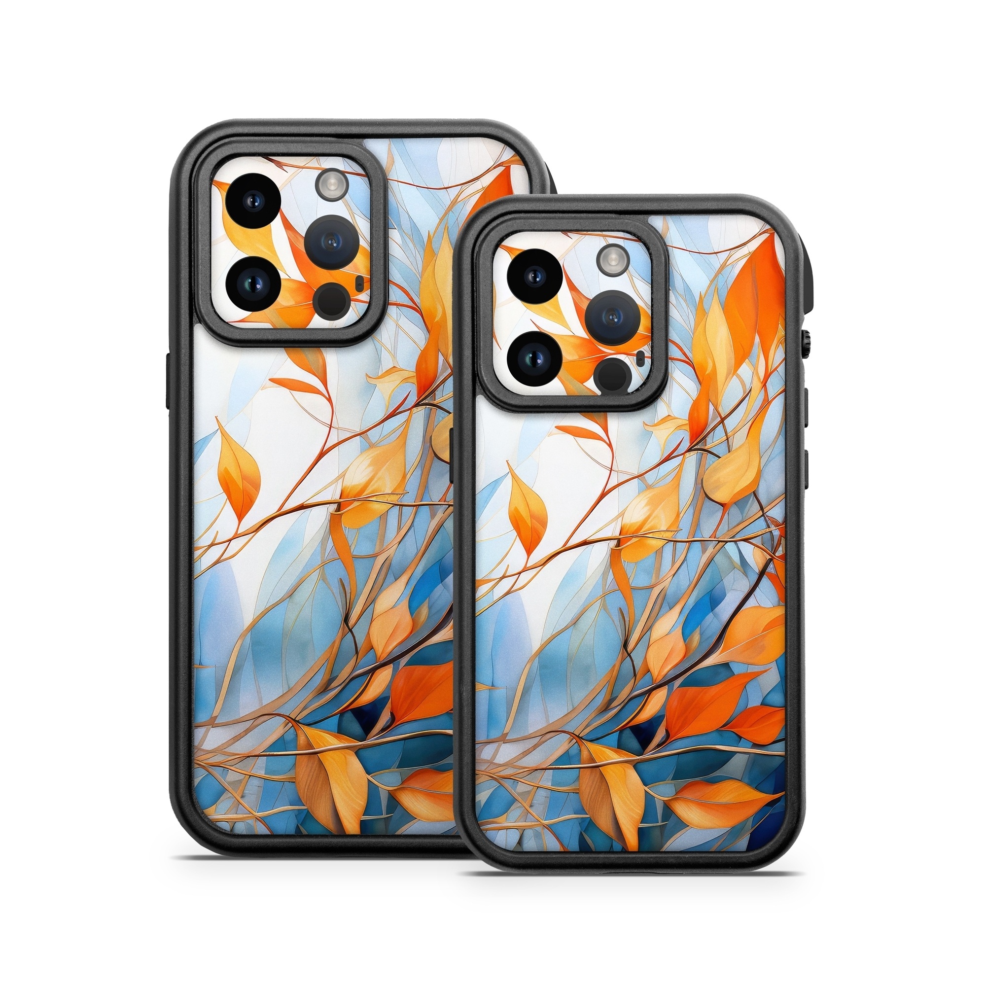 OtterBox Fre iPhone 14 Series Case Skin design of Plant, Amber, Twig, Branch, Orange, Vegetation, Natural landscape, Tree, Woody plant, Deciduous, with yellow, orange, red, blue, white, purple colors