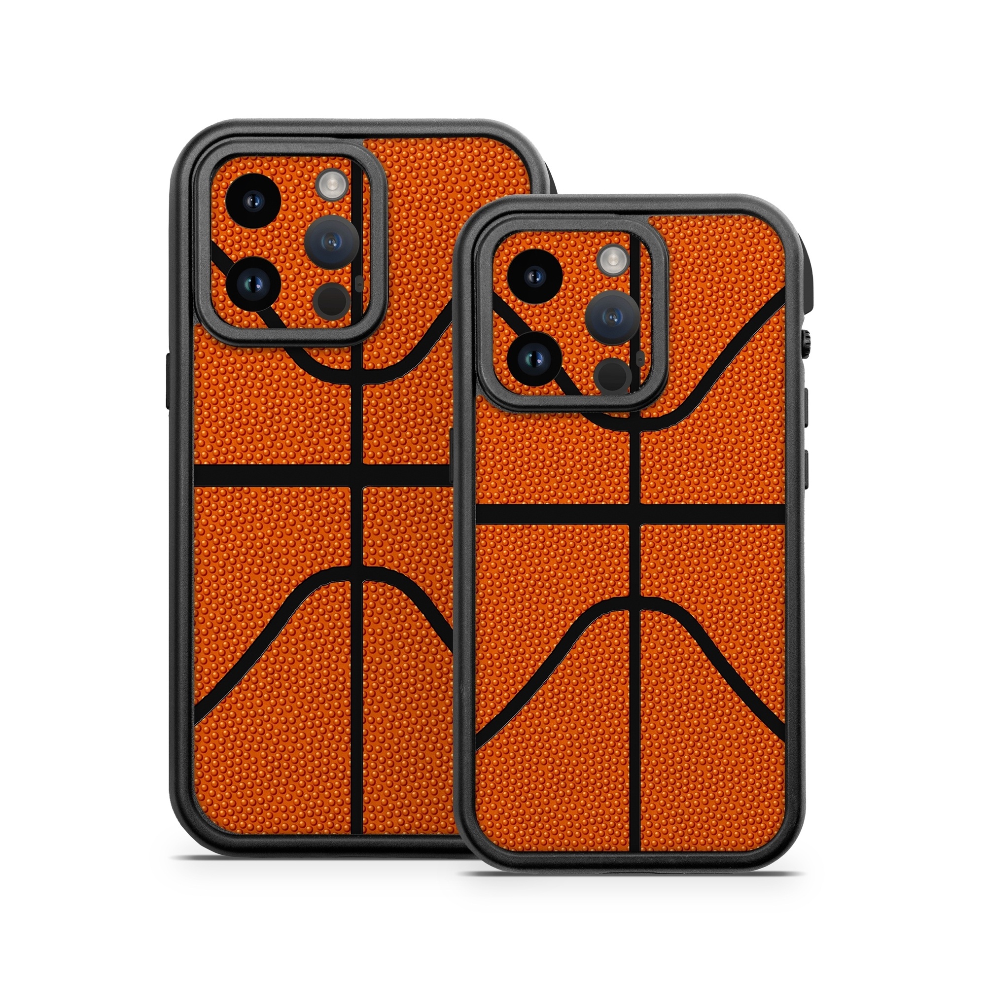 OtterBox Fre iPhone 14 Series Case Skin design of Orange, Basketball, Line, Pattern, Sport venue, Brown, Yellow, Design, Net, Team sport, with orange, black colors