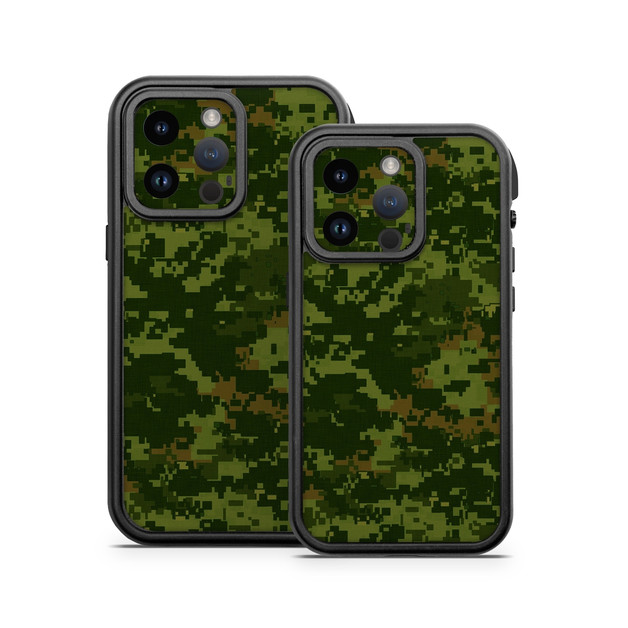 OtterBox Fre iPhone 14 Series Case Skin design of Military camouflage, Green, Pattern, Uniform, Camouflage, Clothing, Design, Leaf, Plant, with green, brown colors
