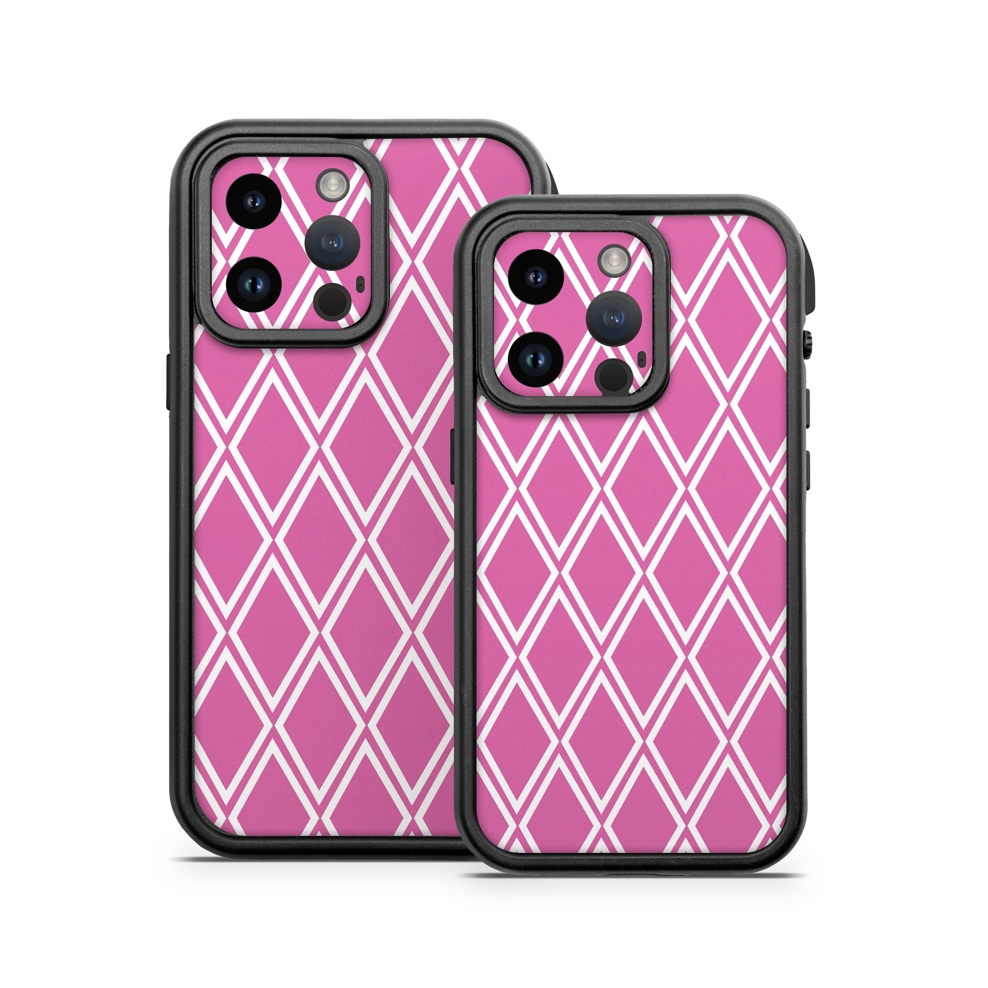 OtterBox Fre iPhone 14 Series Case Skin design of Pink, Rectangle, Font, Material property, Magenta, Symmetry, Parallel, Pattern, Peach, Circle, with pink, white colors