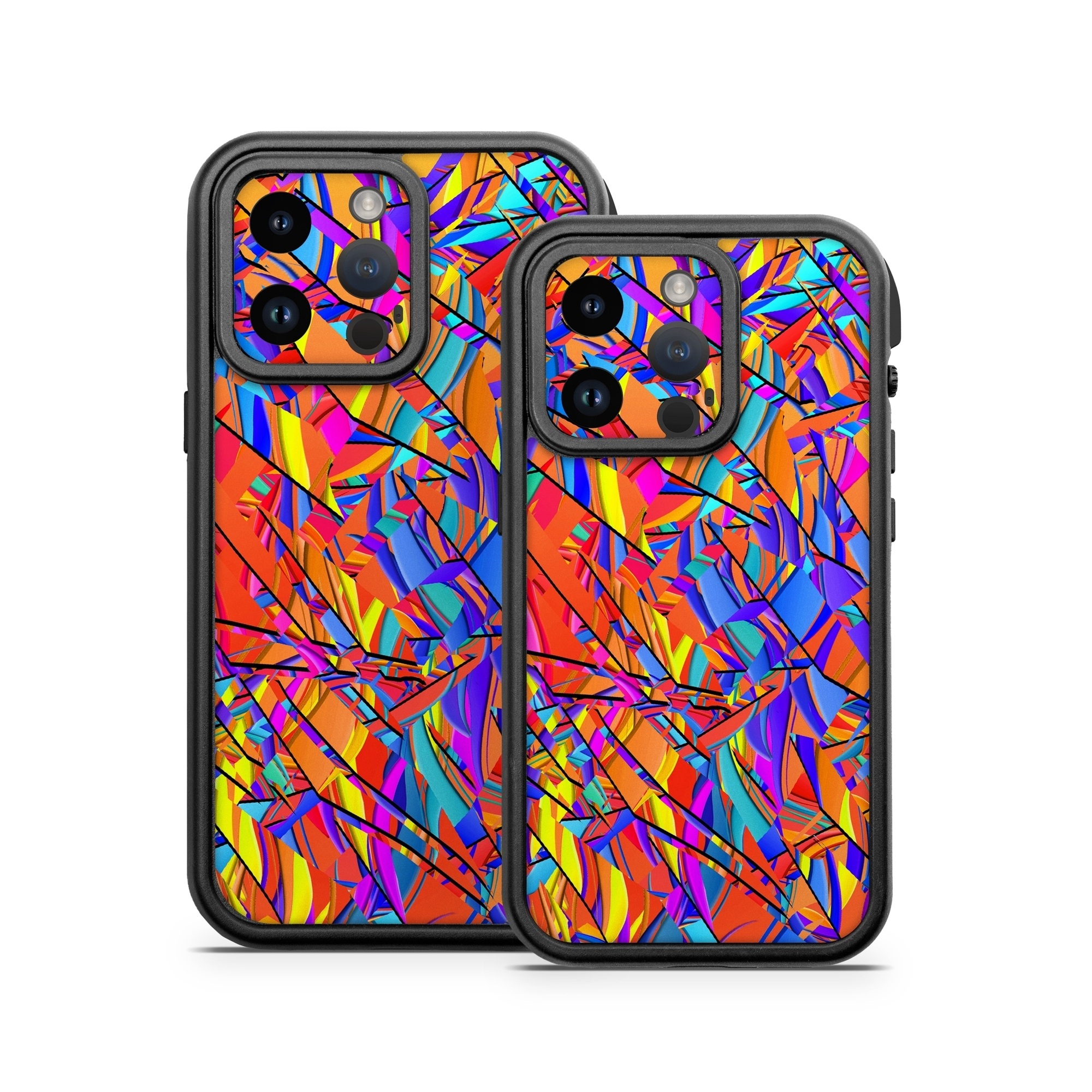 OtterBox Fre iPhone 14 Series Case Skin design of Pattern, Psychedelic art, Line, Visual arts, Art, with orange, yellow, blue, purple, pink colors