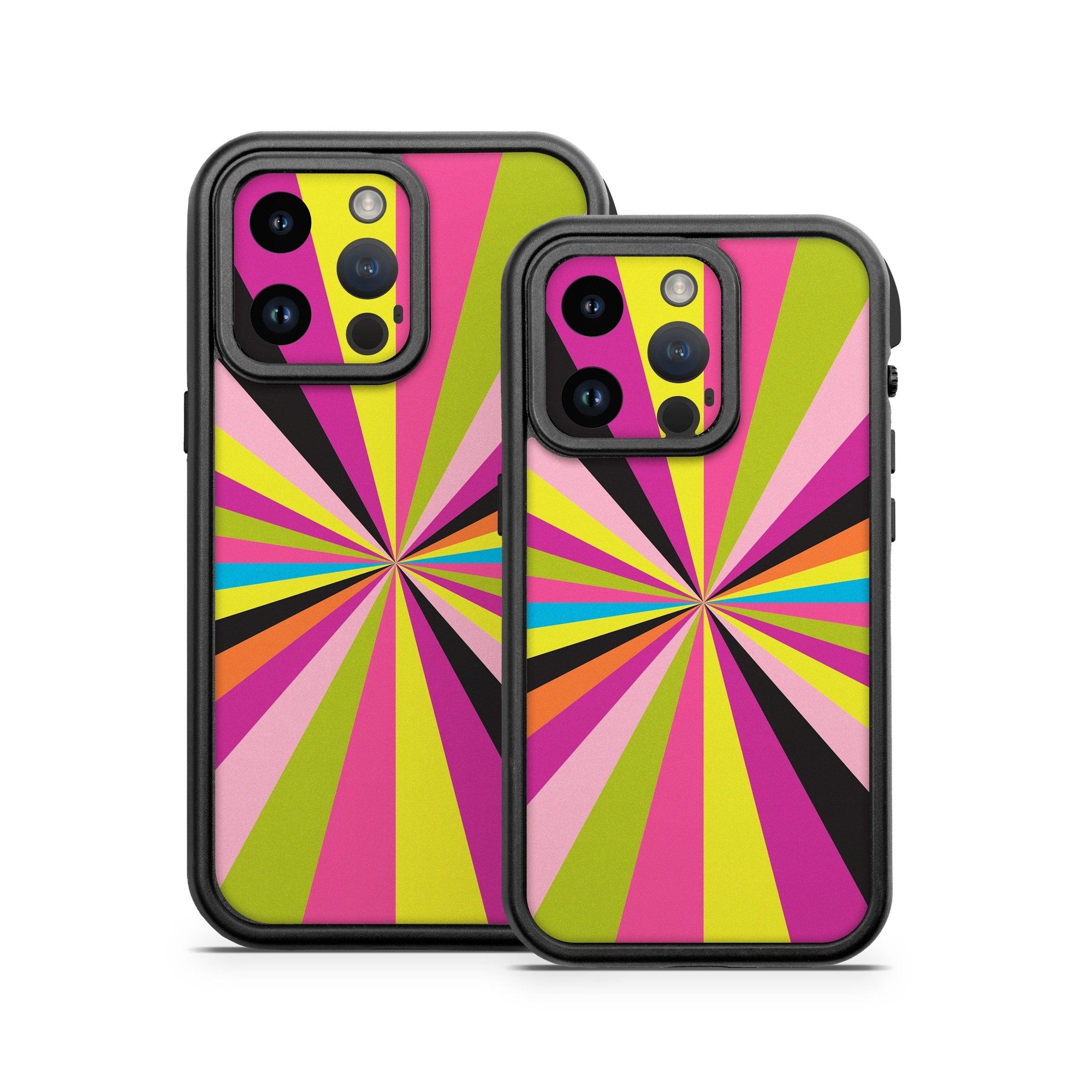 OtterBox Fre iPhone 14 Series Case Skin design of Colorfulness, Material property, Magenta, Symmetry, Tints and shades, Creative arts, Pattern, Electric blue, Art, Design, with black, pink, yellow, purple, green, blue, orange colors
