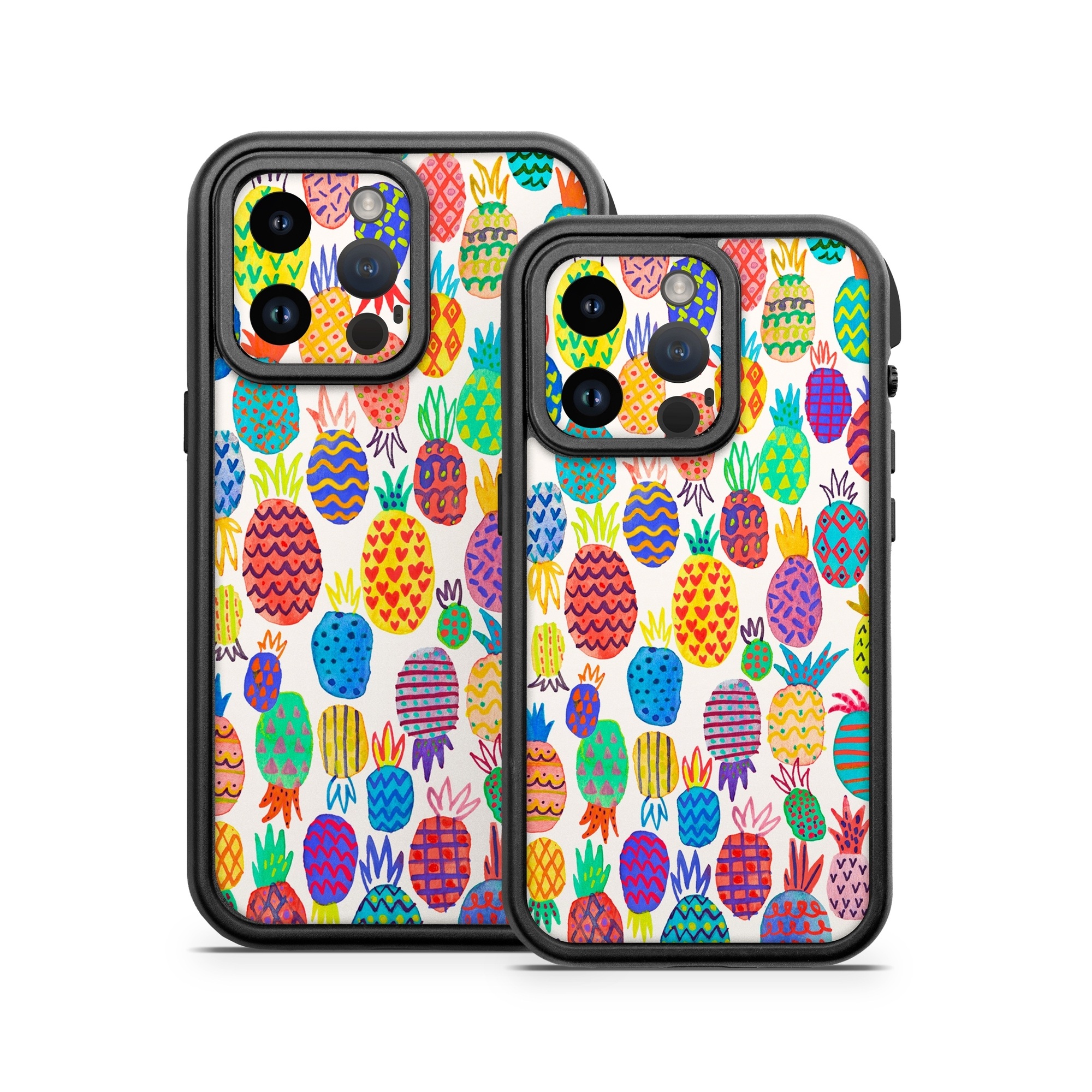 OtterBox Fre iPhone 14 Series Case Skin design of Colorfulness, Textile, Art, Line, Circle, Symmetry, Pattern, Electric blue, Visual arts, Design, with white, red, blue, green, yellow, purple, pink colors
