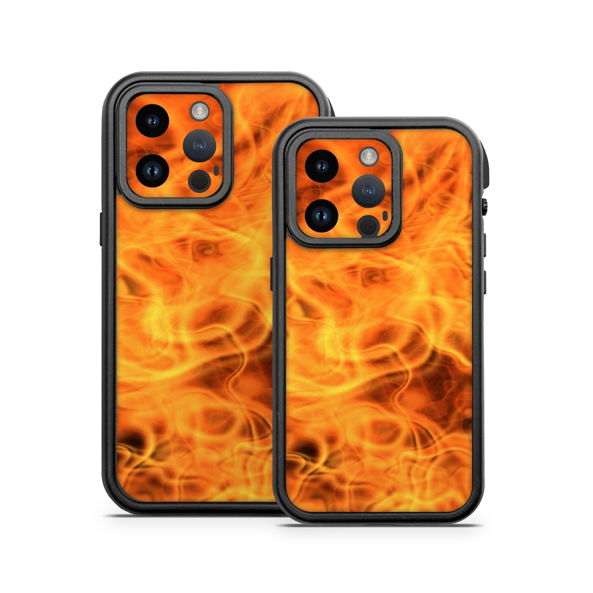 OtterBox Fre iPhone 14 Series Case Skin design of Flame, Fire, Heat, Orange, with red, orange, black colors
