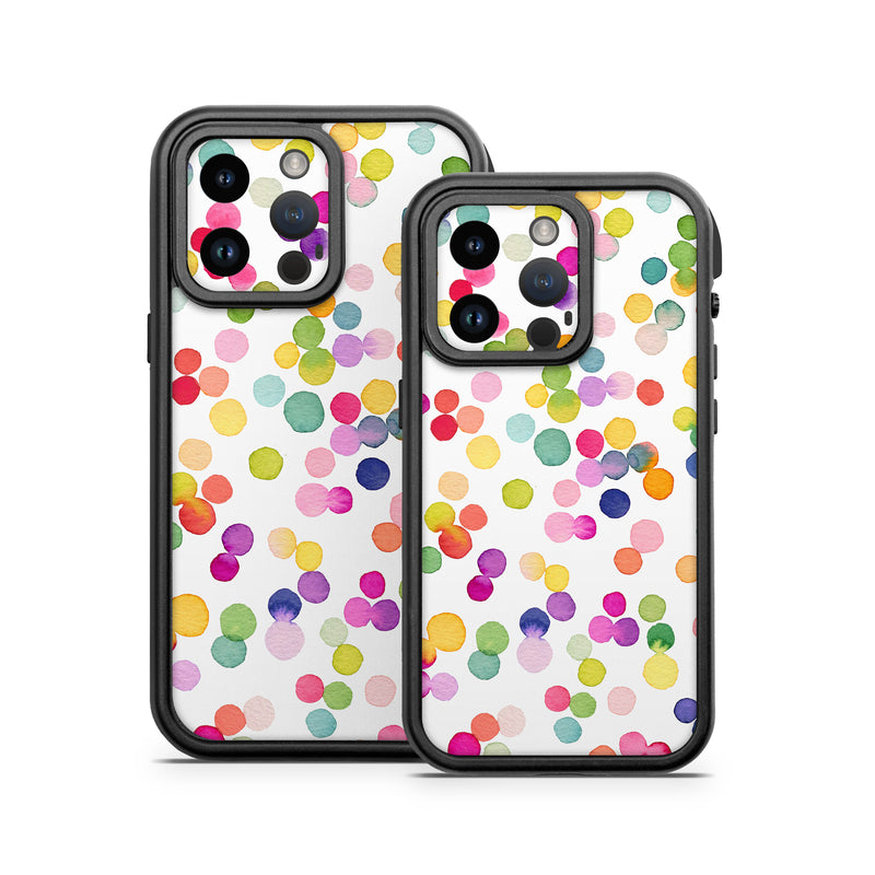OtterBox Fre iPhone 14 Series Case Skin design of Pink, Orange, Graphics, Wrapping Paper, Graphic design, Mixture, with white, pink, red, orange, yellow, blue, green, purple colors