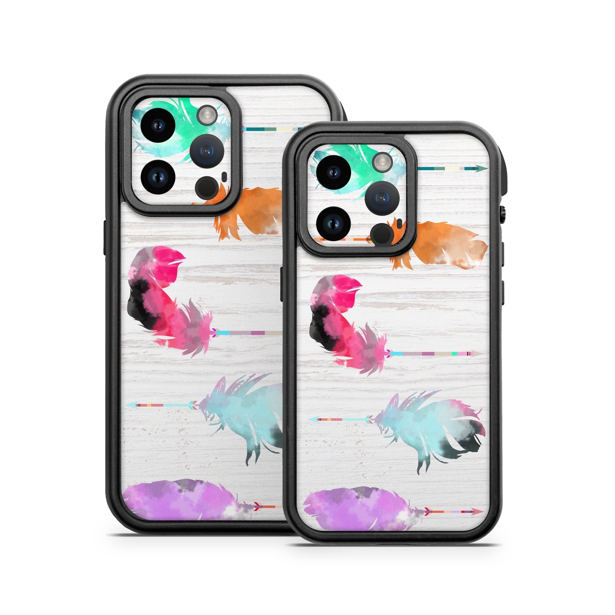 OtterBox Fre iPhone 14 Series Case Skin design of Watercolor paint, Painting, Acrylic paint, Art, Modern art, Paint, Visual arts, Space, Colorfulness, Illustration, with gray, black, blue, red, pink colors