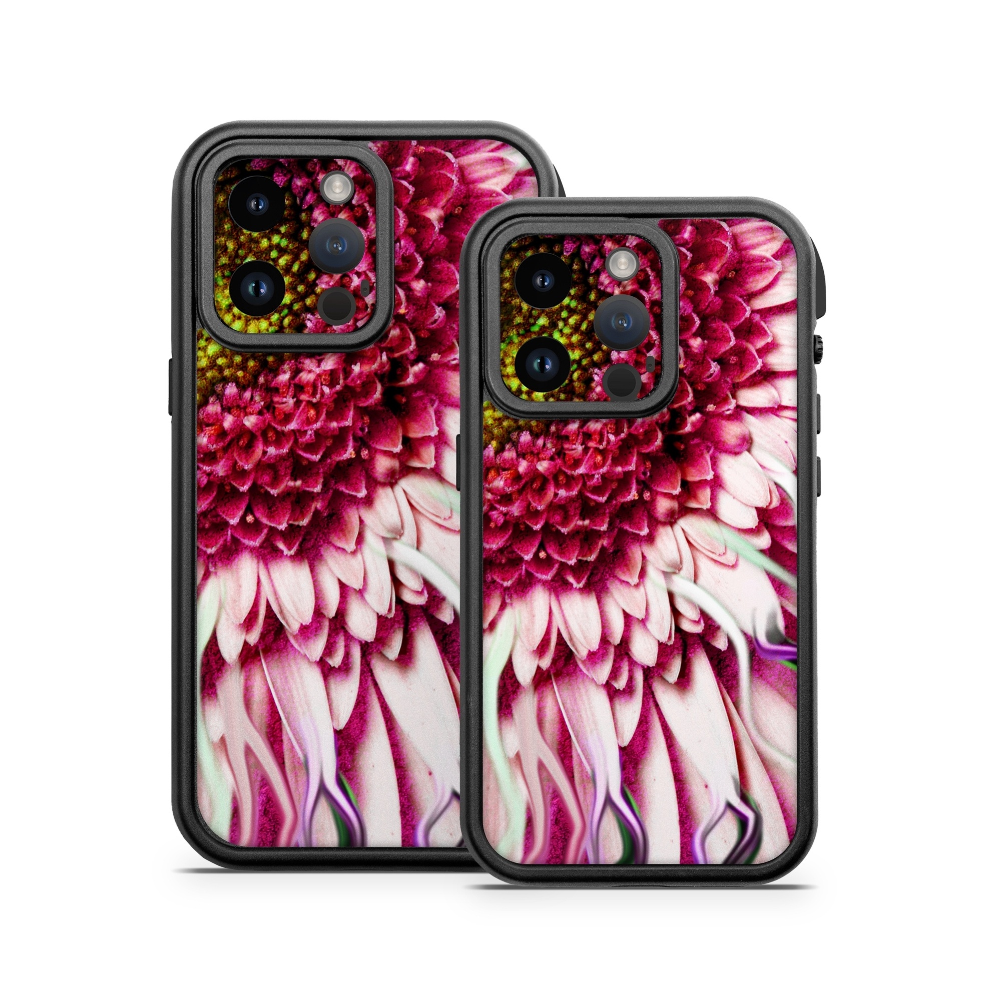 OtterBox Fre iPhone 14 Series Case Skin design of Flowering plant, Flower, Petal, Plant, Purple, Pink, Gazania, Violet, Gerbera, Chrysanths, with black, gray, red, purple, pink, white colors