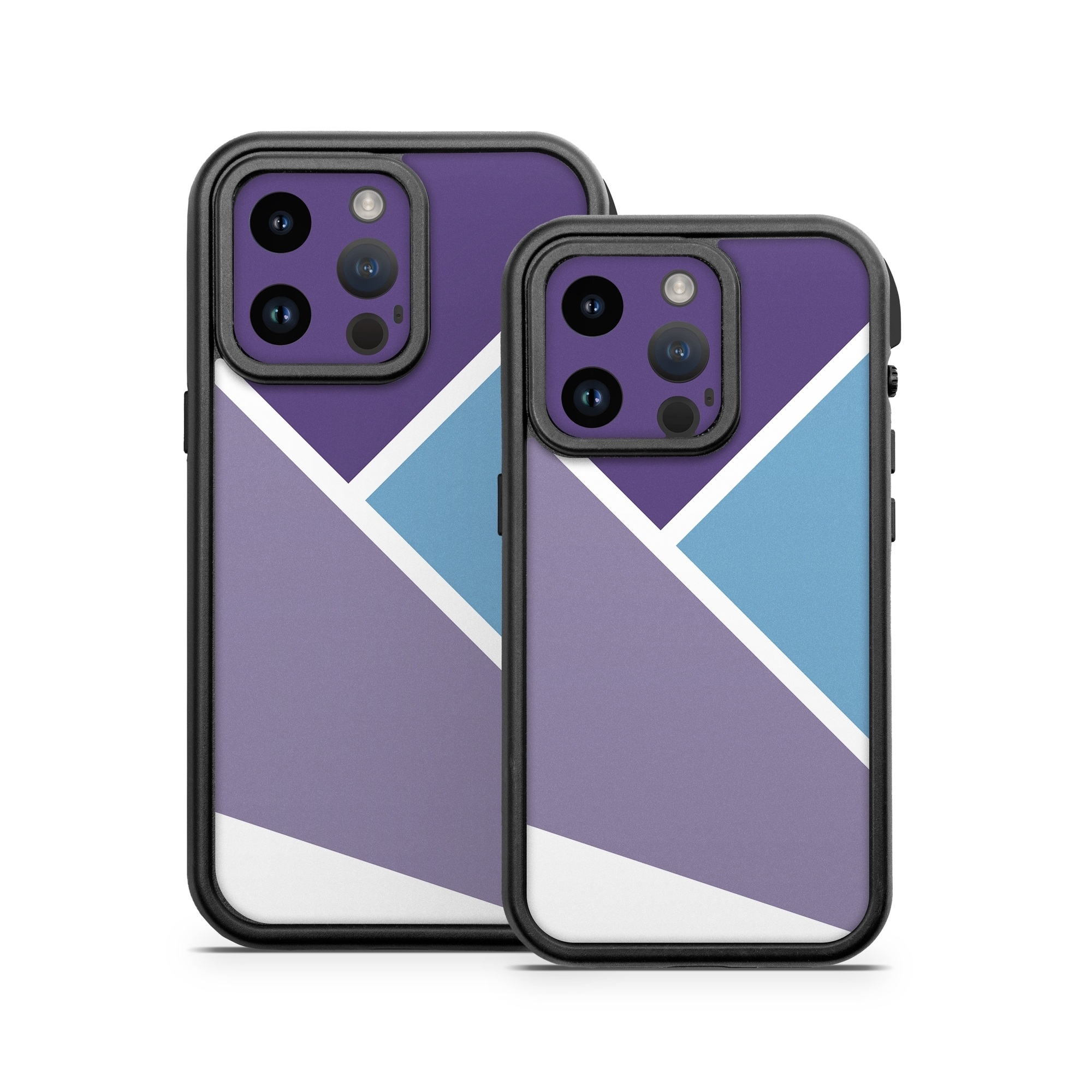OtterBox Fre iPhone 14 Series Case Skin design of Violet, Purple, Turquoise, Line, Pattern, Design, Graphic design, Font, Triangle, Magenta, with white, blue, purple colors