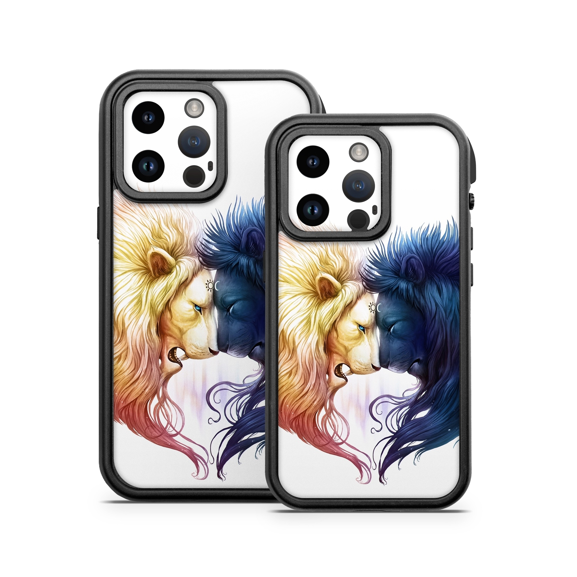 OtterBox Fre iPhone 14 Series Case Skin design of Vertebrate, Eyelash, Mammal, Ear, Gesture, Cartoon, Art, Painting, Happy, Paint, with white, black, blue, orange, yellow, red, purple colors