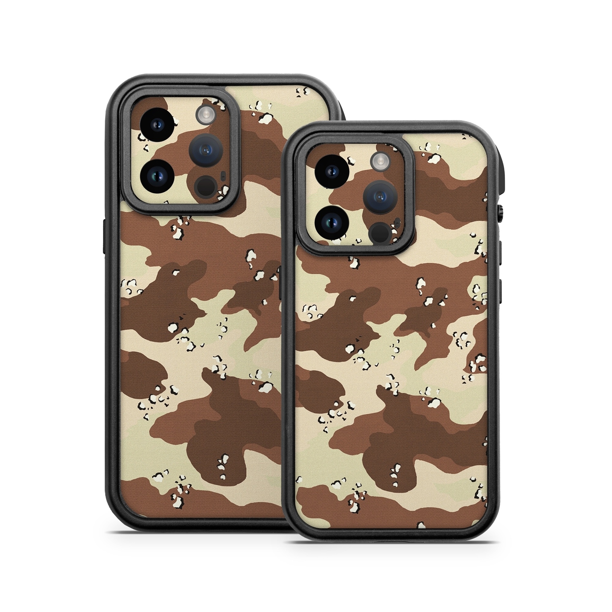OtterBox Fre iPhone 14 Series Case Skin design of Military camouflage, Brown, Pattern, Design, Camouflage, Textile, Beige, Illustration, Uniform, Metal, with gray, red, black, green colors