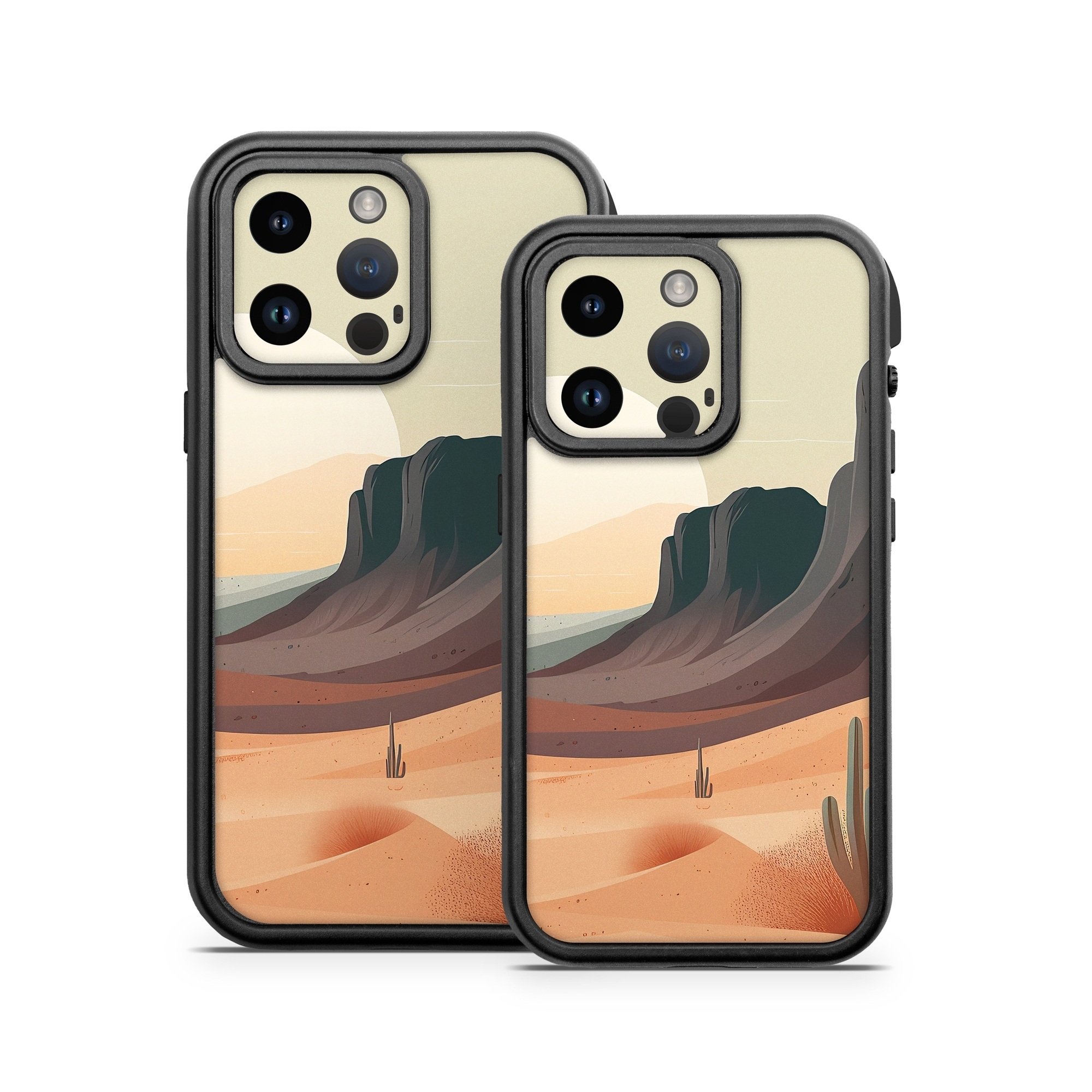 OtterBox Fre iPhone 14 Series Case Skin design of Sky, Light, Nature, Natural landscape, Art, Landscape, Moon, Mountainous landforms, Formation, Erg, with orange, yellow, brown, green, white, black colors