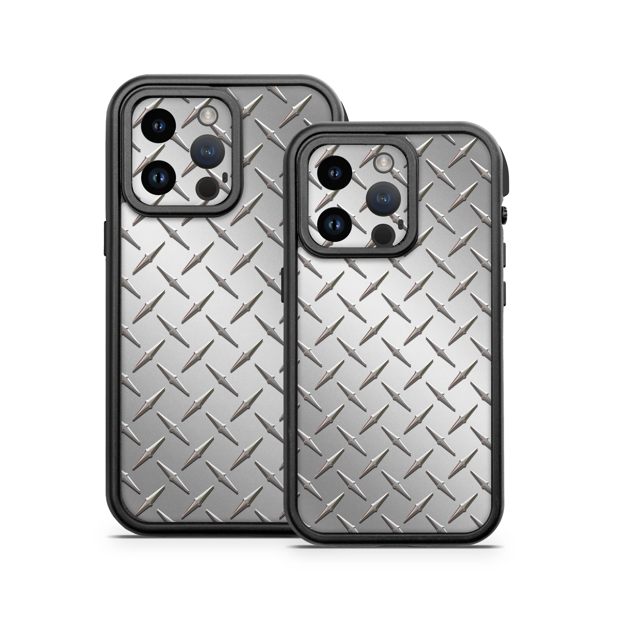 OtterBox Fre iPhone 14 Series Case Skin design of Pattern, Metal, Line, Design, Steel, Parallel, Tile, Beige, Flooring, with gray colors
