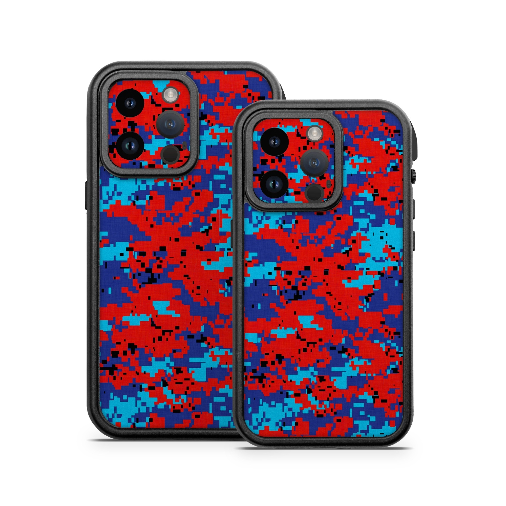 OtterBox Fre iPhone 14 Series Case Skin design of Blue, Red, Pattern, Textile, Electric blue, with blue, red colors