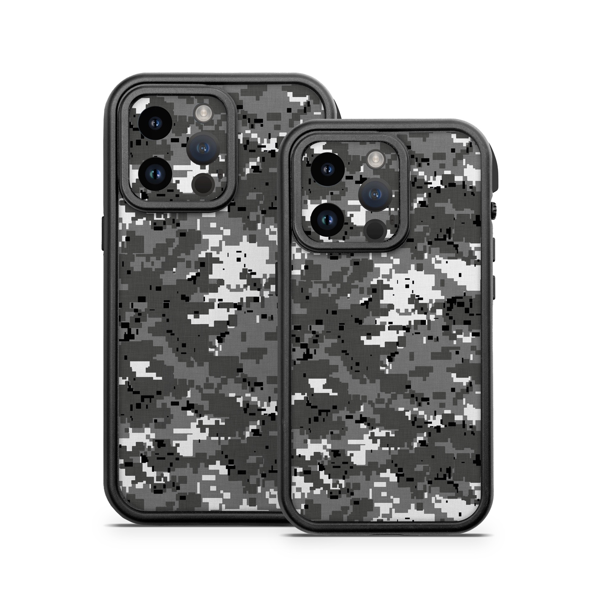 OtterBox Fre iPhone 14 Series Case Skin design of Military camouflage, Pattern, Camouflage, Design, Uniform, Metal, Black-and-white, with black, gray colors