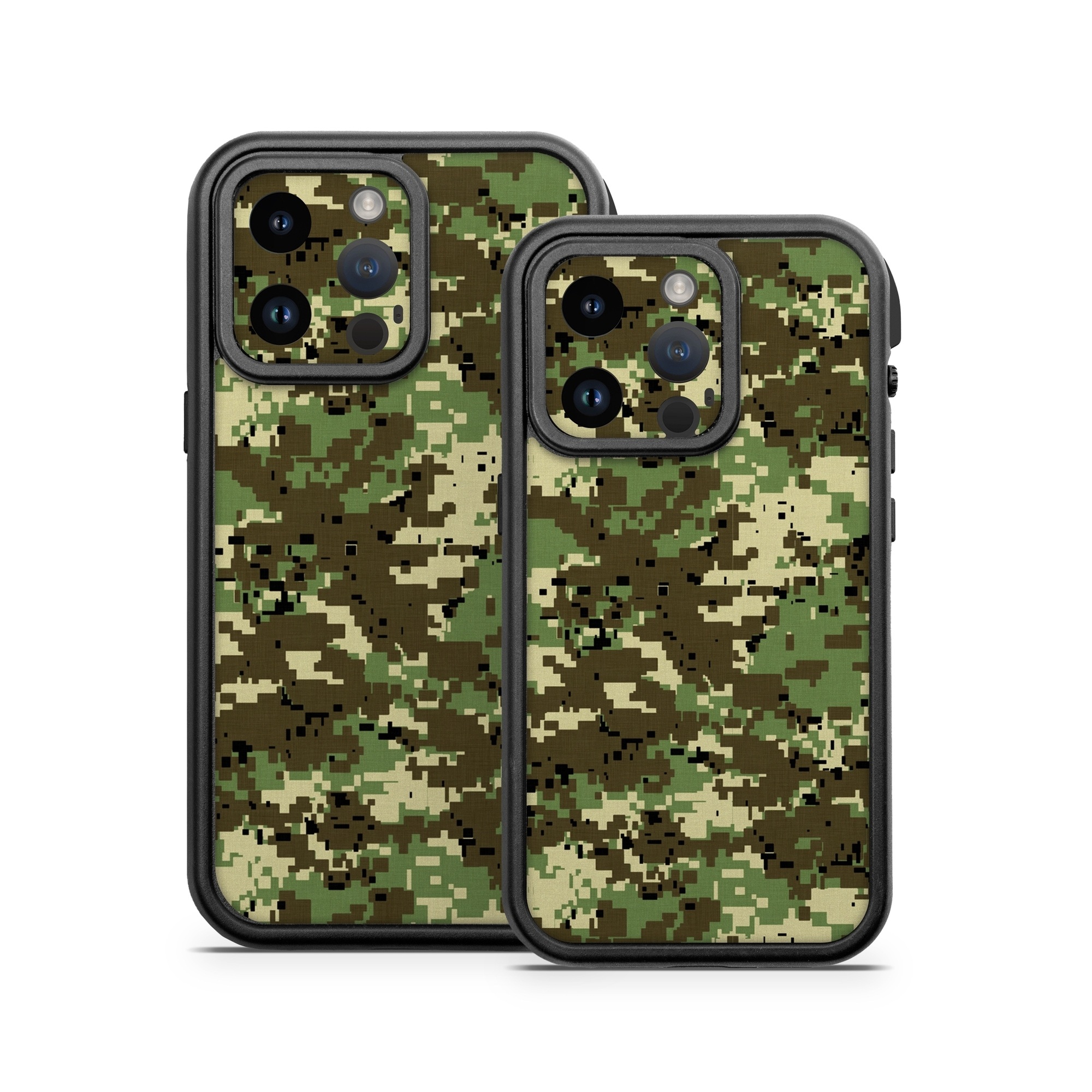 OtterBox Fre iPhone 14 Series Case Skin design of Military camouflage, Pattern, Camouflage, Green, Uniform, Clothing, Design, Military uniform, with black, gray, green colors