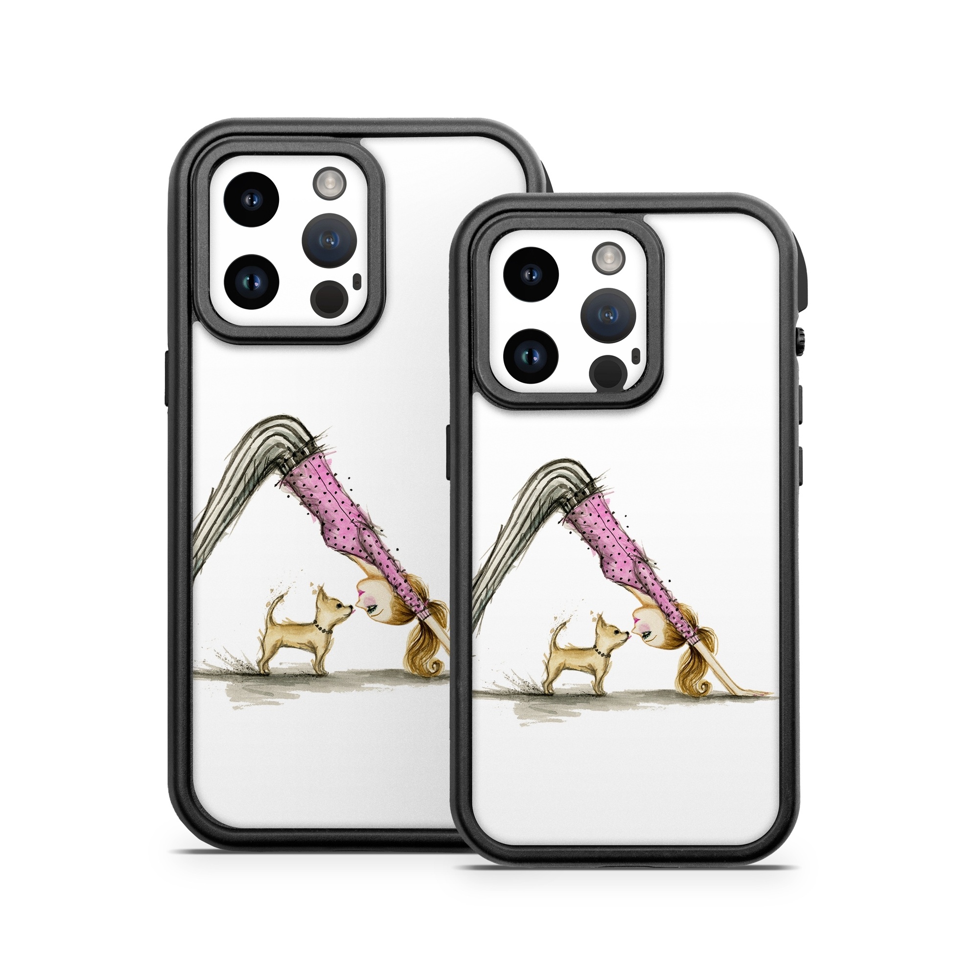 OtterBox Fre iPhone 14 Series Case Skin design of Drawing, Illustration, with white, pink, black, white, brown, yellow colors
