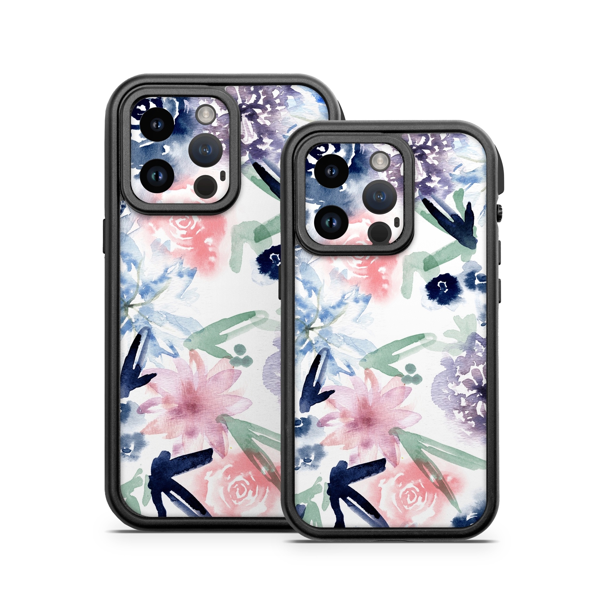 OtterBox Fre iPhone 14 Series Case Skin design of Pattern, Graphic design, Design, Floral design, Plant, Flower, Illustration, with white, blue, purple, green, pink colors