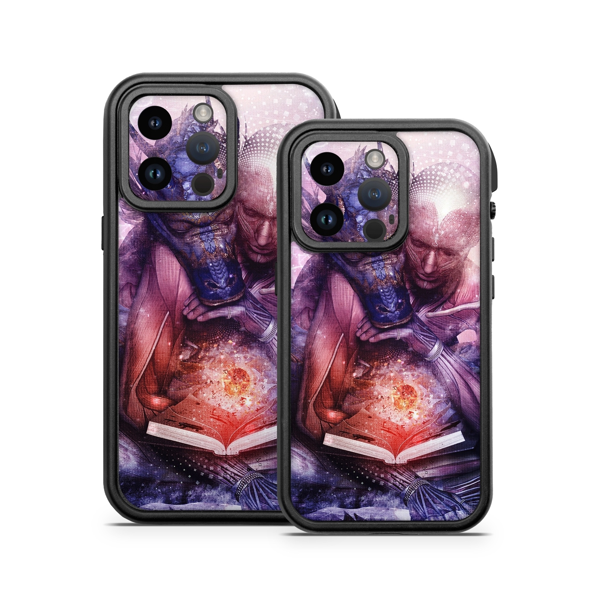 OtterBox Fre iPhone 14 Series Case Skin design of Cg artwork, Illustration, Graphic design, Fictional character, Mythology, Graphics, Space, Art, Darkness, with blue, black, red, yellow, white colors