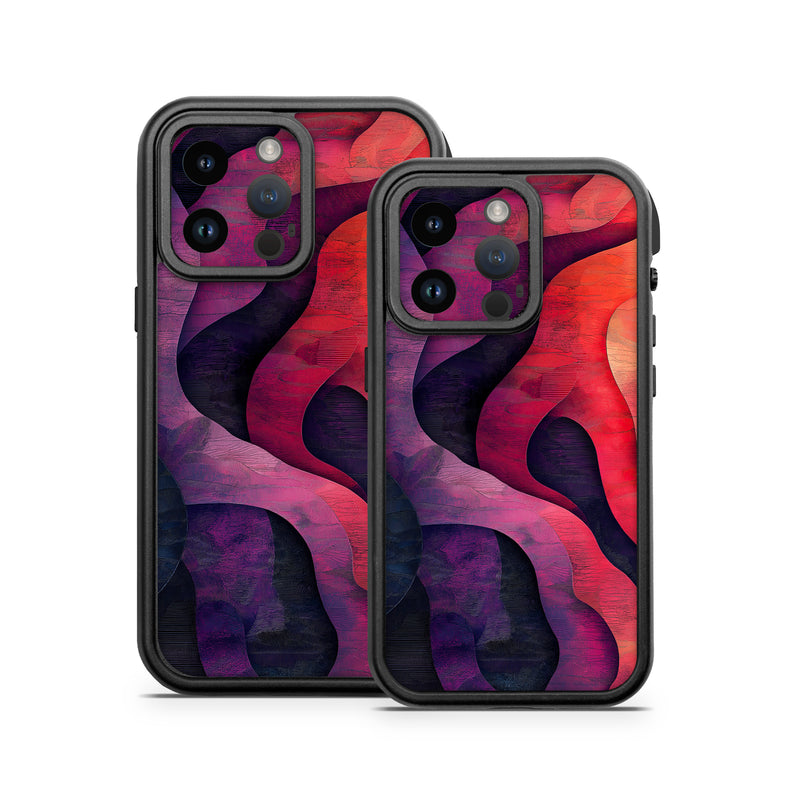 OtterBox Fre iPhone 14 Series Case Skin design of Red, Orange, Art, Brown, Pink, Paint, Modern art, Graphics, Fractal art, Art Paint, with red, orange, yellow, purple, pink, black colors