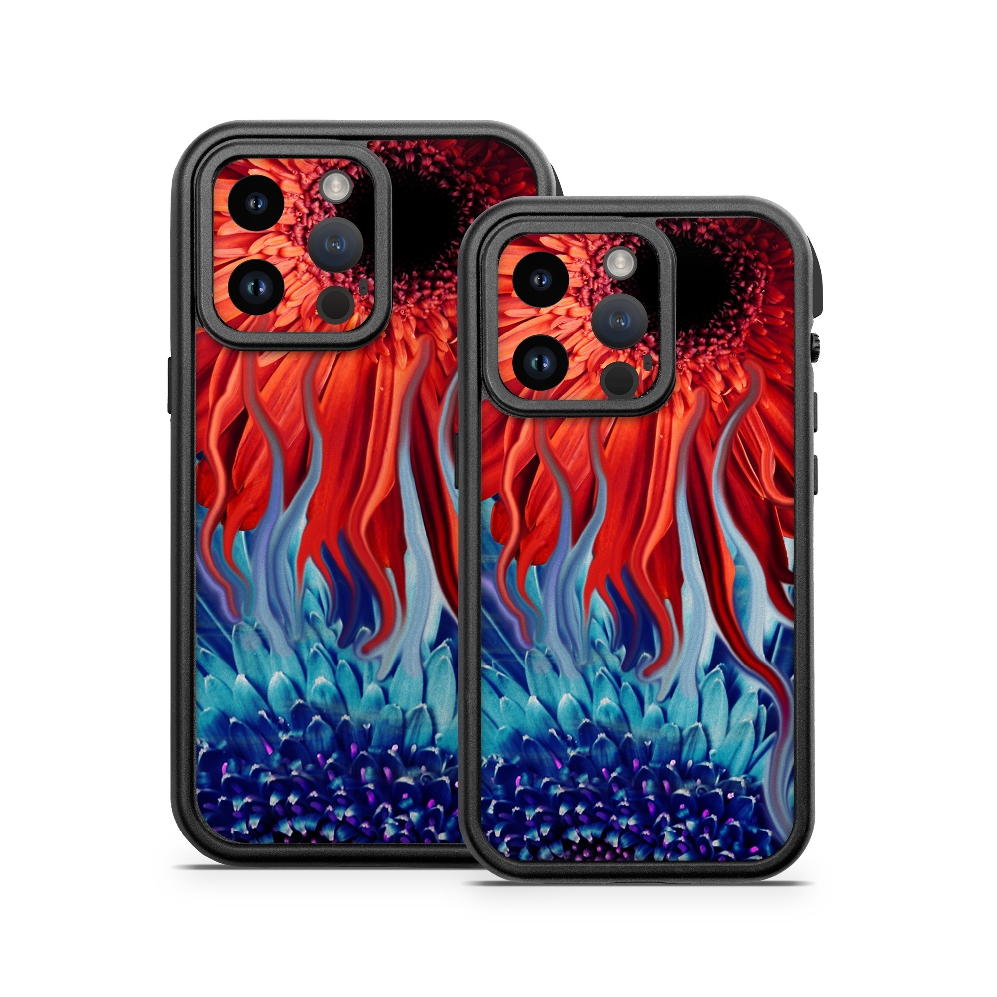 OtterBox Fre iPhone 14 Series Case Skin design of Psychedelic art, Pattern, Organism, Colorfulness, Art, Flower, Petal, Design, Fractal art, Electric blue, with red, black, blue, purple, gray colors