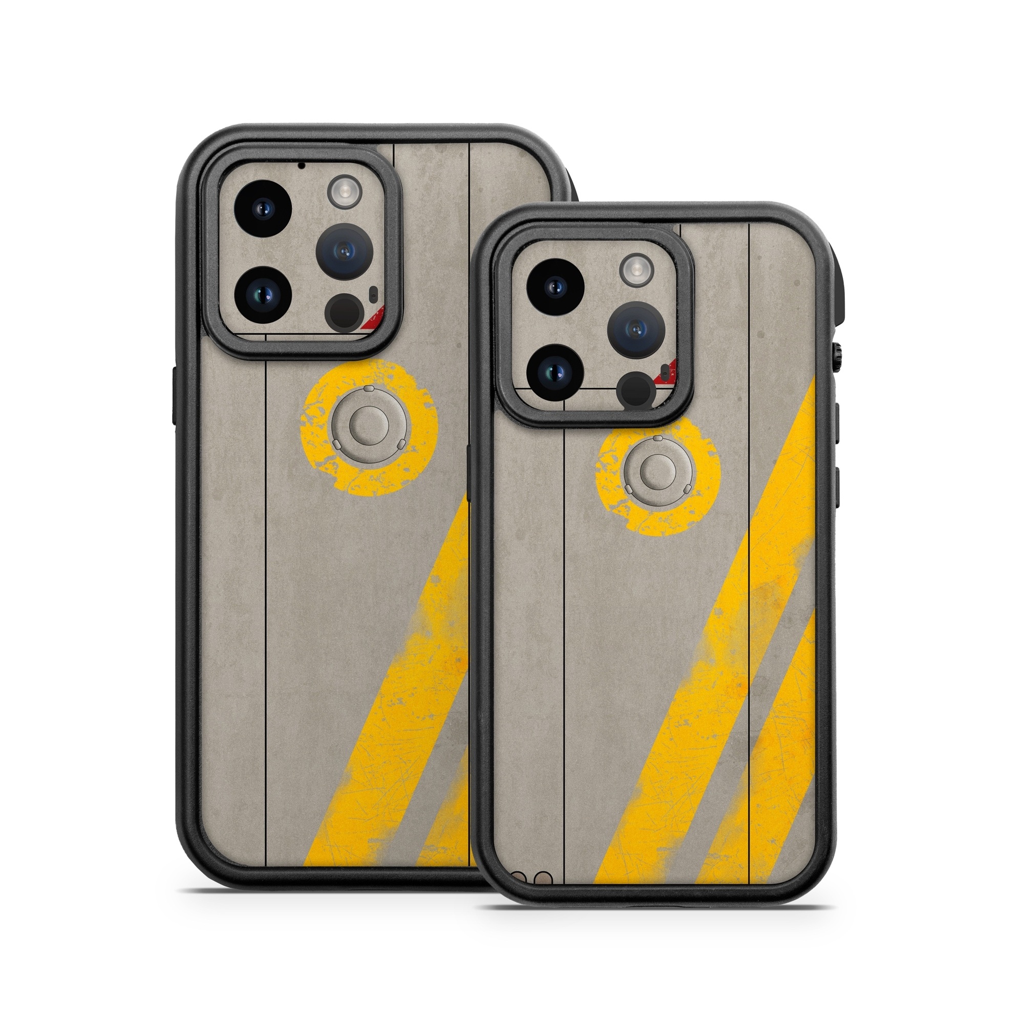OtterBox Fre iPhone 14 Series Case Skin design of Yellow, Wall, Line, Orange, Design, Concrete, Font, Architecture, Parallel, Wood, with gray, yellow, red, black colors