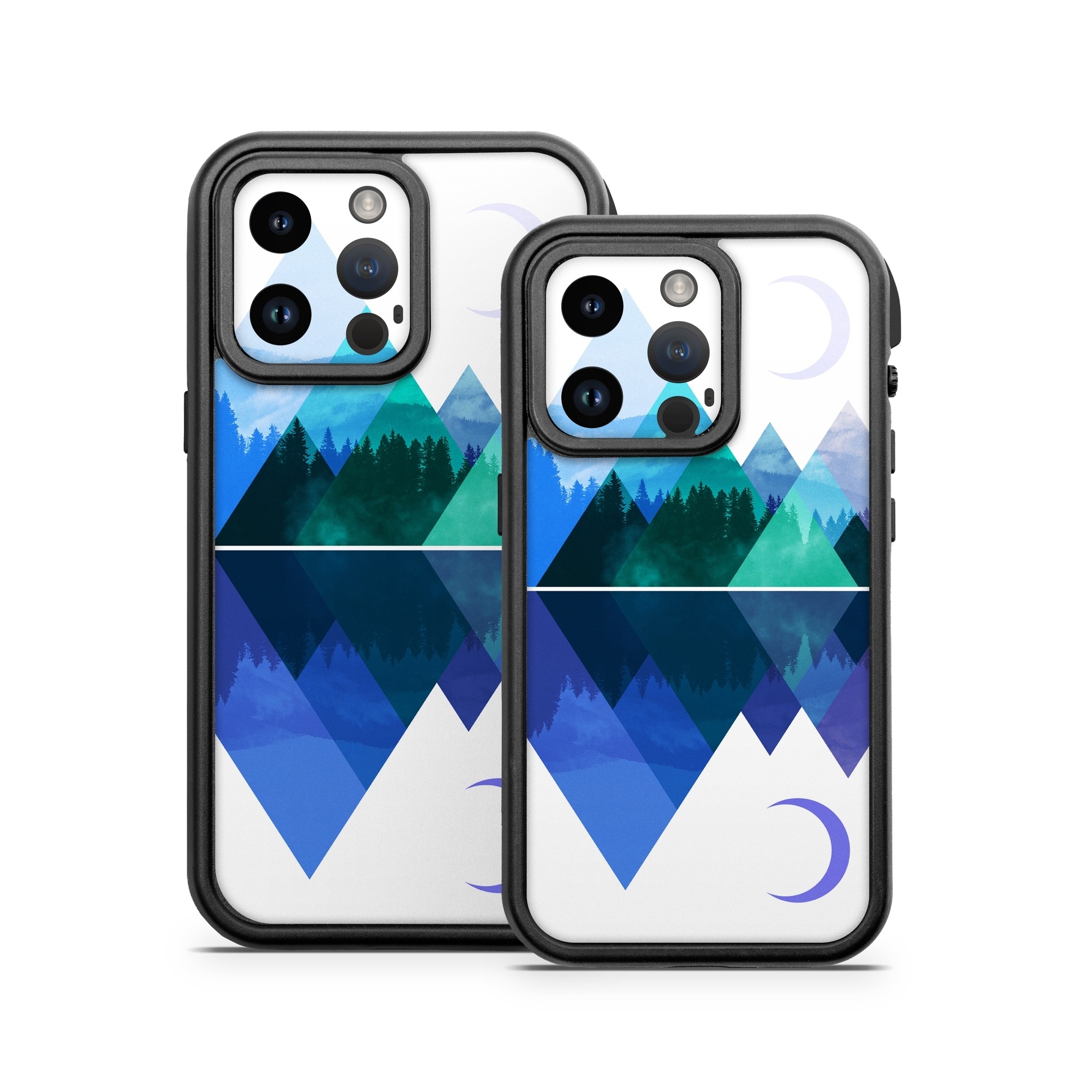 OtterBox Fre iPhone 14 Series Case Skin design of Blue, Cobalt blue, Azure, Pattern, Logo, Design, Electric blue, Graphics, Illustration, Triangle, with white, blue, purple, green colors