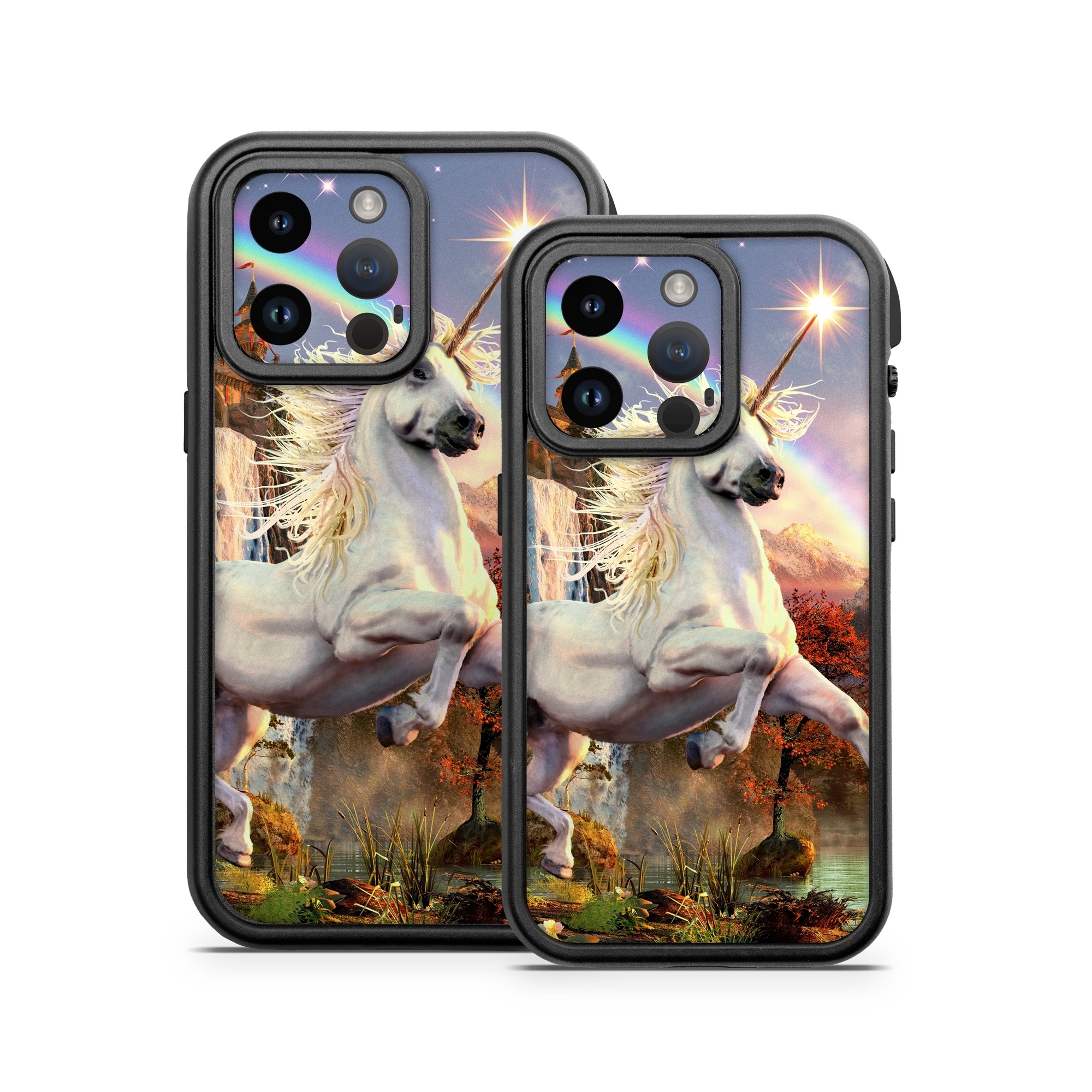 OtterBox Fre iPhone 14 Series Case Skin design of Nature, Unicorn, Fictional character, Sky, Mythical creature, Mythology, Cg artwork, Horse, Mane, Wildlife, with black, gray, red, green, blue colors