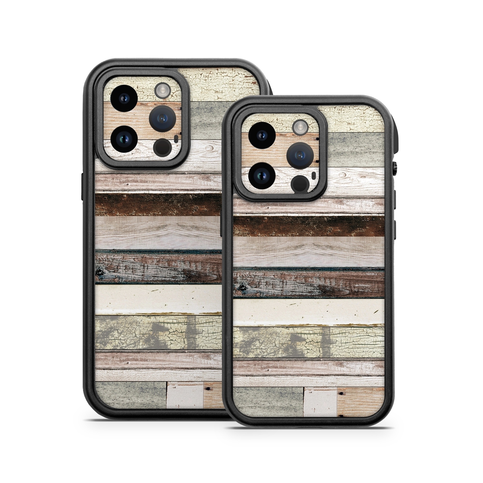 OtterBox Fre iPhone 14 Series Case Skin design of Wood, Wall, Plank, Line, Lumber, Wood stain, Beige, Parallel, Hardwood, Pattern, with brown, white, gray, yellow colors