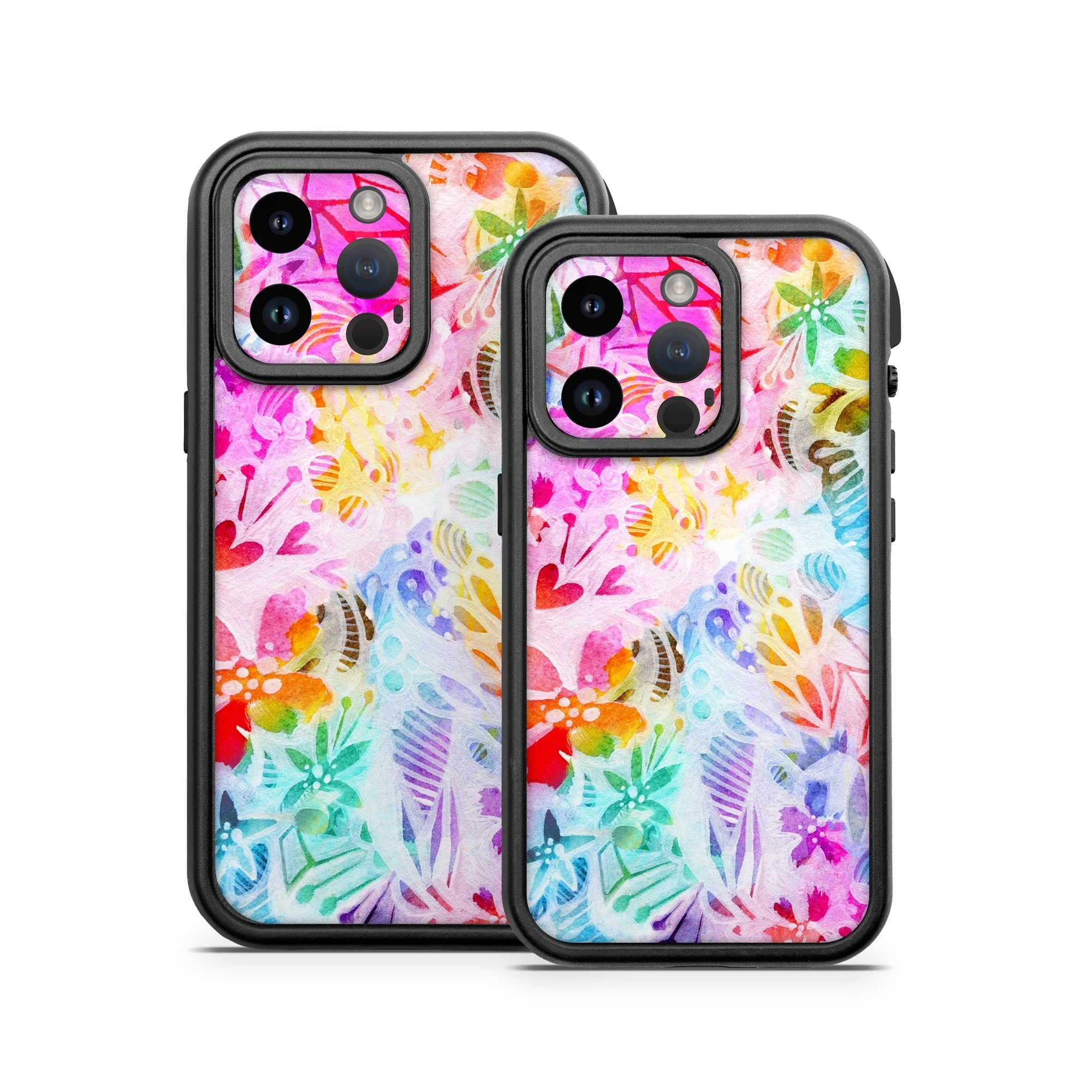 OtterBox Fre iPhone 14 Series Case Skin design of Pattern, Design, Textile, Art, with gray, pink, purple, blue colors