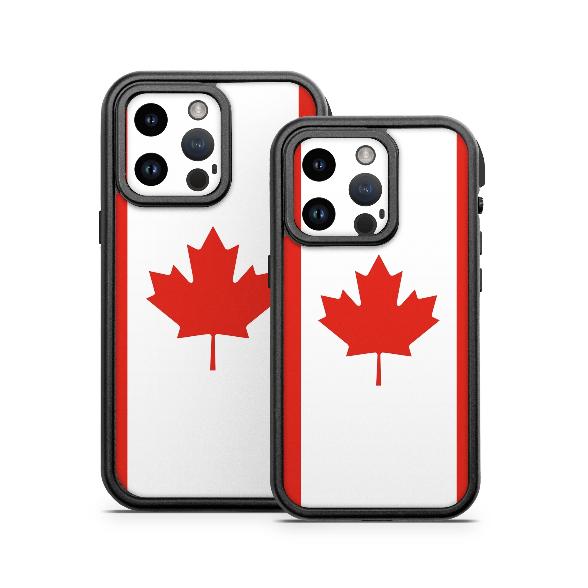 OtterBox Fre iPhone 14 Series Case Skin design of Red, Maple leaf, Tree, Leaf, Woody plant, Flag, Plant, Plane, Red flag, Maple, with red, white colors