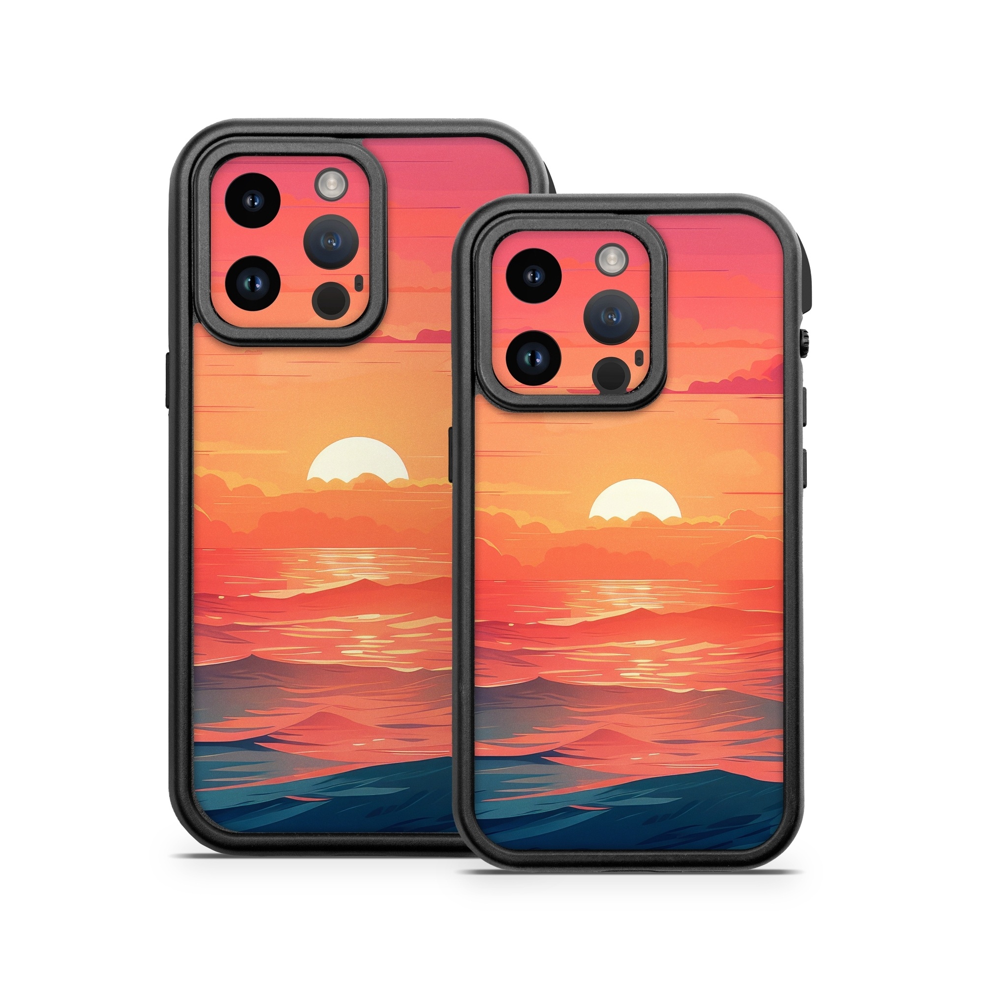 OtterBox Fre iPhone 14 Series Case Skin design of Cloud, Sky, Atmosphere, Daytime, Afterglow, Ecoregion, Nature, Dusk, Water, Orange, with blue, red, yellow, orange, pink, black, purple colors