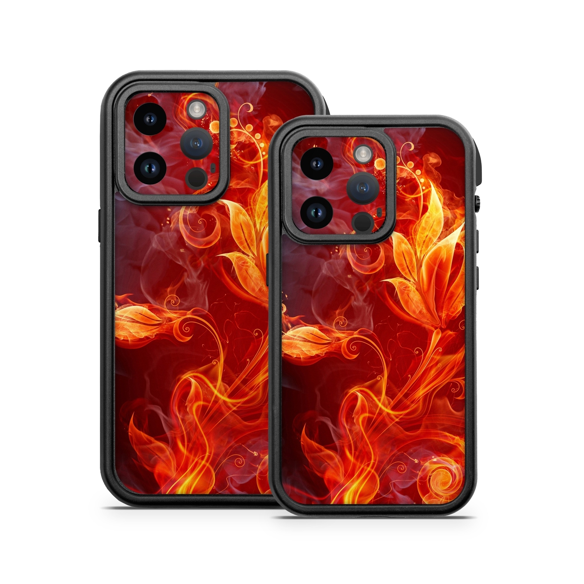 OtterBox Fre iPhone 14 Series Case Skin design of Flame, Fire, Heat, Red, Orange, Fractal art, Graphic design, Geological phenomenon, Design, Organism, with black, red, orange colors