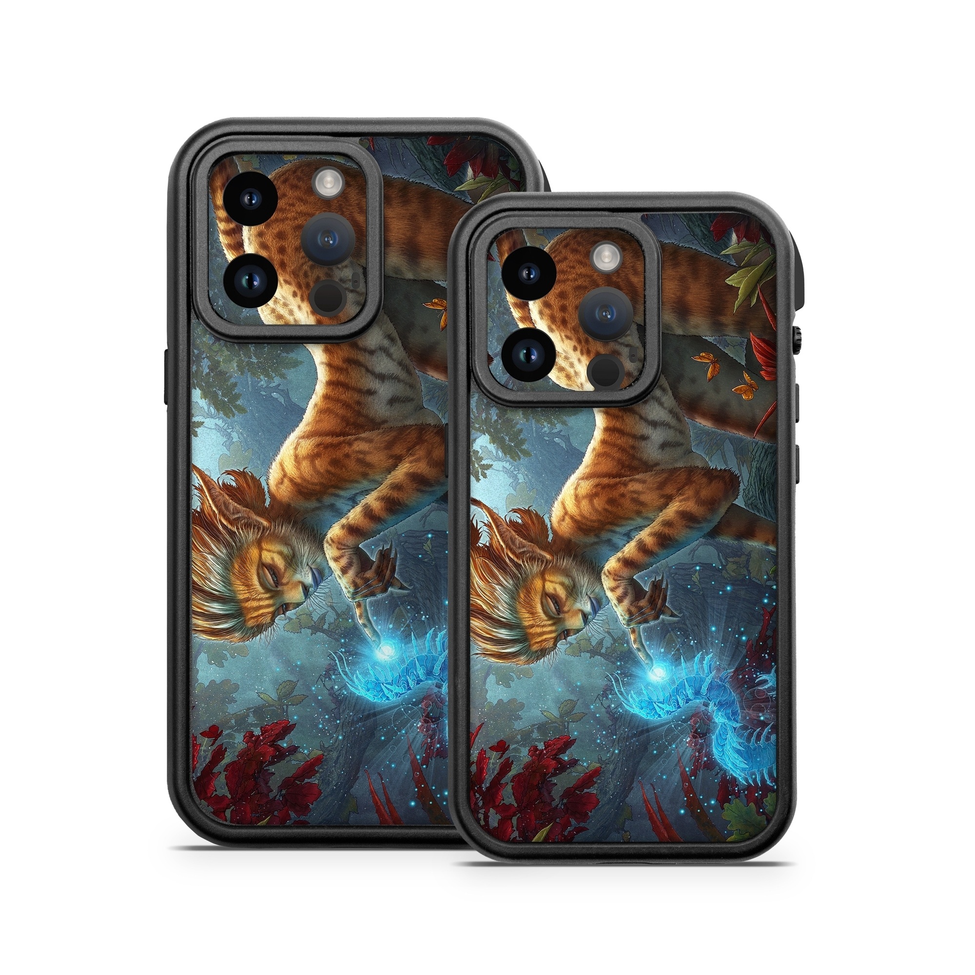 OtterBox Fre iPhone 14 Series Case Skin design of Fictional character, Mythology, Illustration, Cg artwork, Sky, Organism, Dragon, Felidae, Mythical creature, Art, with yellow, red, black, green, blue colors