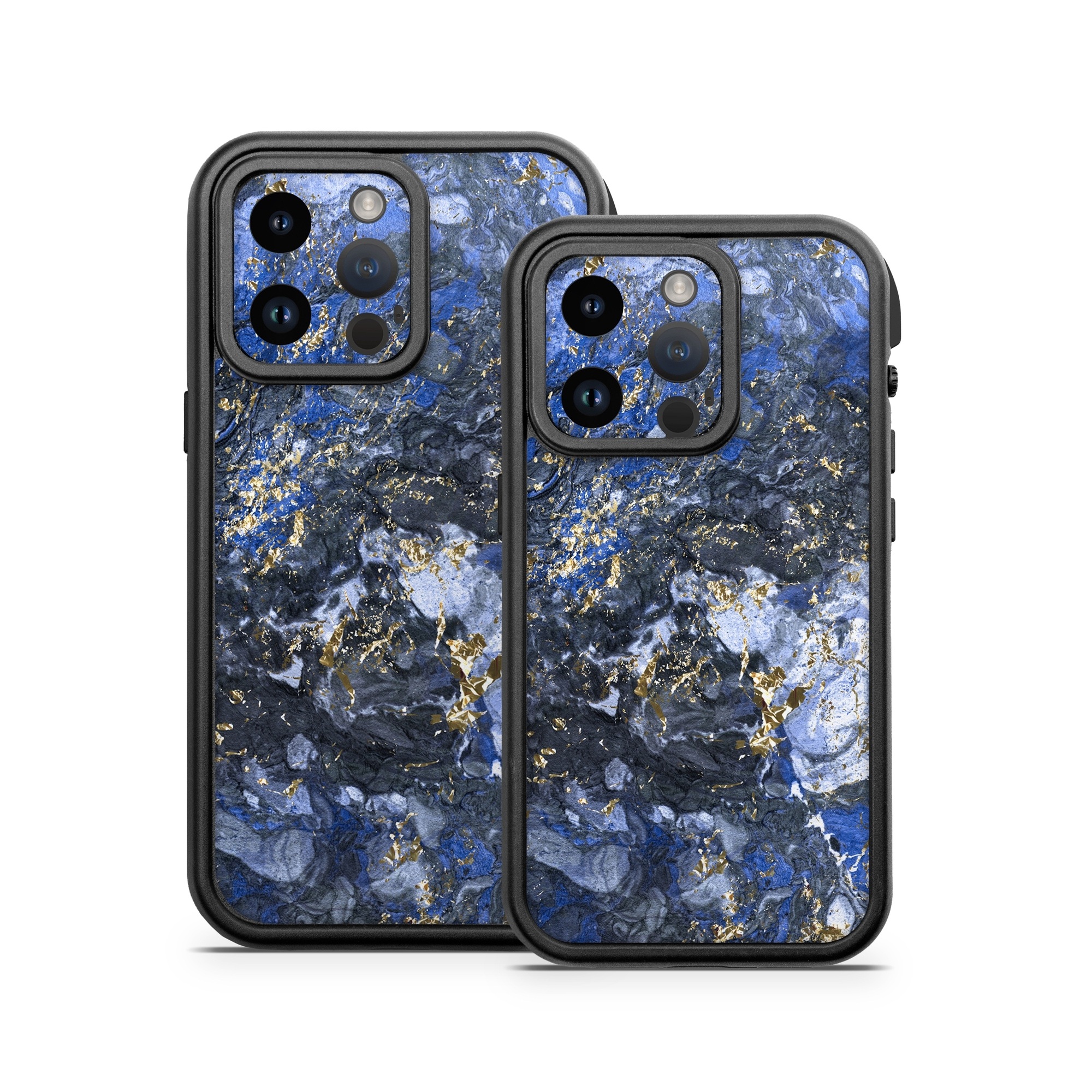 OtterBox Fre iPhone 14 Series Case Skin design of Blue, Water, Cobalt blue, Rock, Painting, Geology, Electric blue, Mineral, Pattern, Acrylic paint, with black, blue, yellow, white, gray colors