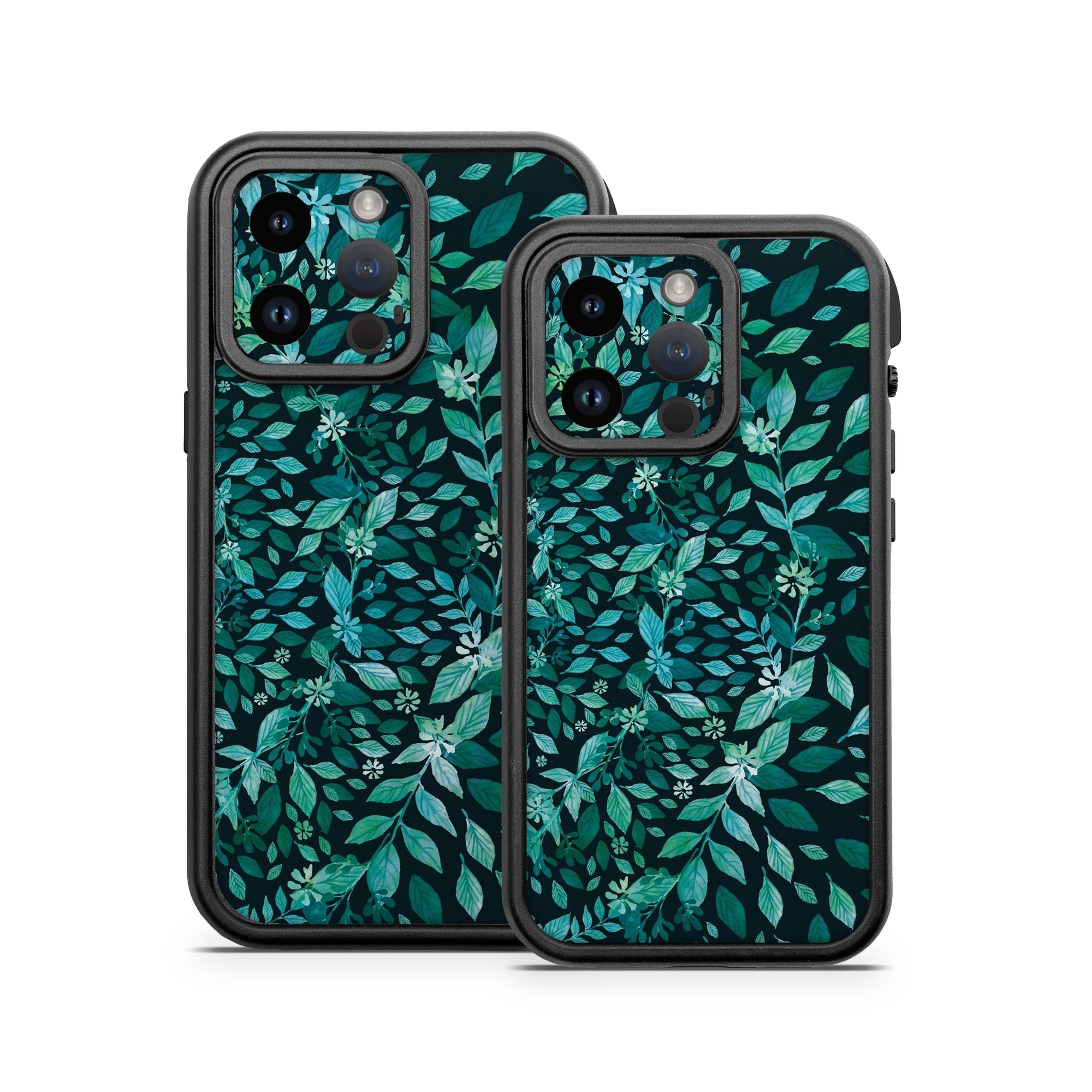 OtterBox Fre iPhone 14 Series Case Skin design of Green, Aqua, Organism, Turquoise, Natural environment, Teal, Marine biology, Water, Leaf, Plant, with black, green, white colors