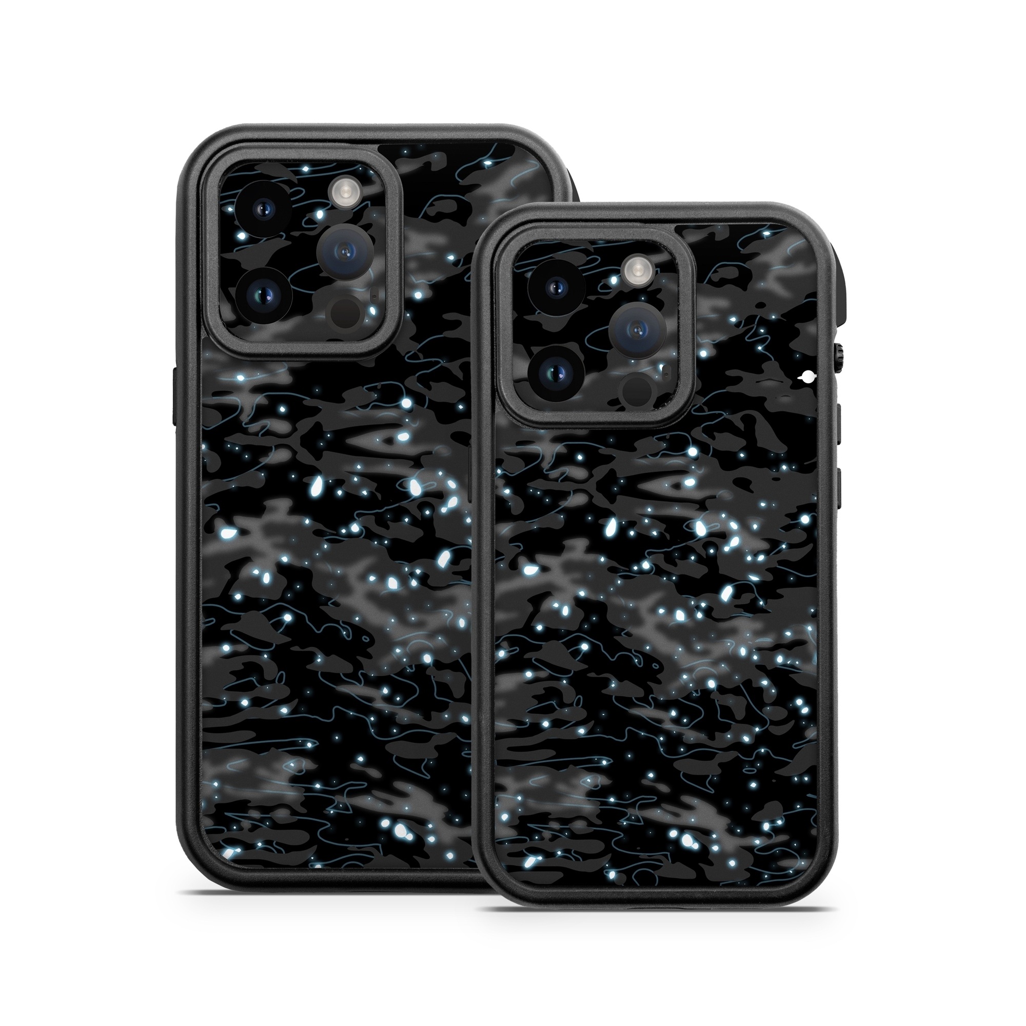 OtterBox Fre iPhone 14 Series Case Skin design of Black, Water, Space, Black-and-white, Granite, with blue, white, gray, blue colors