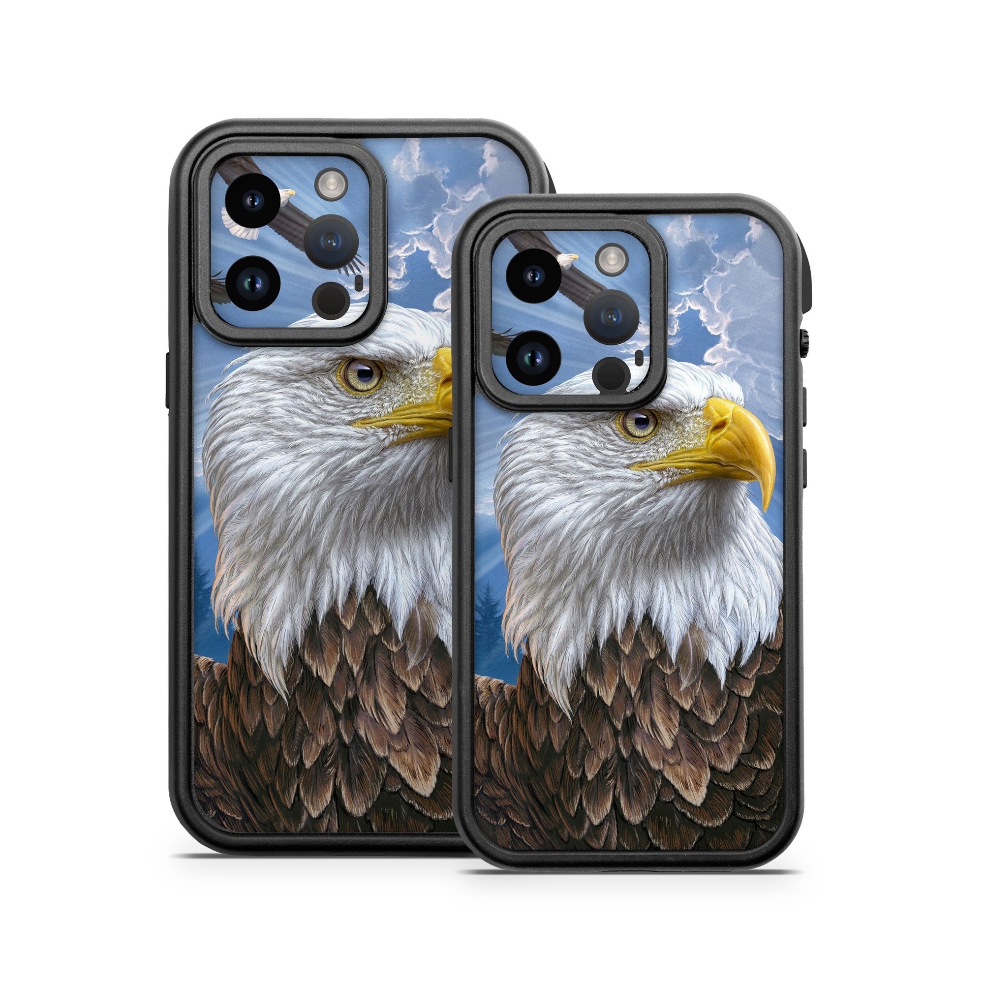 OtterBox Fre iPhone 14 Series Case Skin design of Bird, Bald eagle, Bird of prey, Vertebrate, Accipitriformes, Accipitridae, Eagle, Nature, Beak, Kite, with blue, brown, white, yellow colors