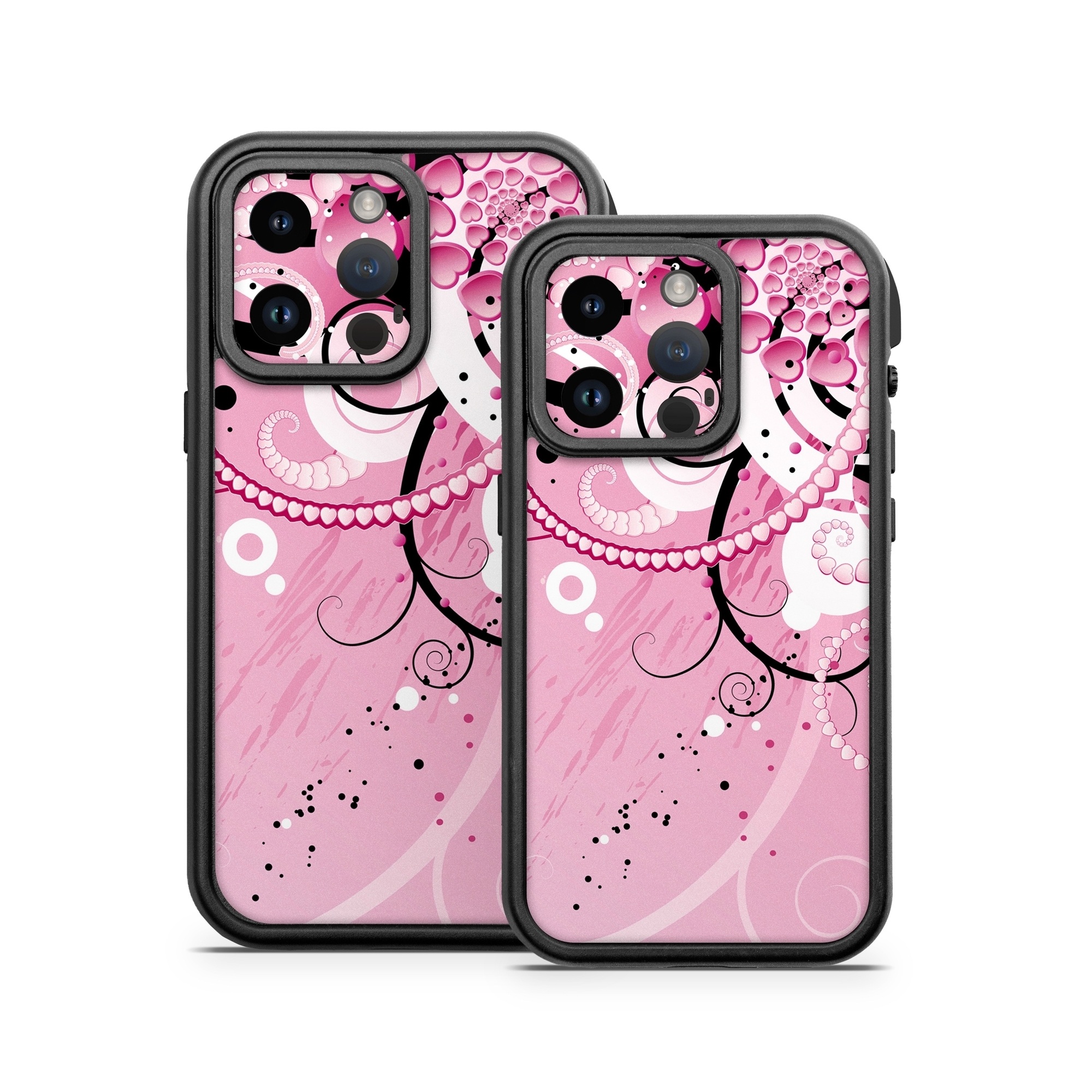 OtterBox Fre iPhone 14 Series Case Skin design of Pink, Floral design, Graphic design, Text, Design, Flower Arranging, Pattern, Illustration, Flower, Floristry, with pink, gray, black, white, purple, red colors