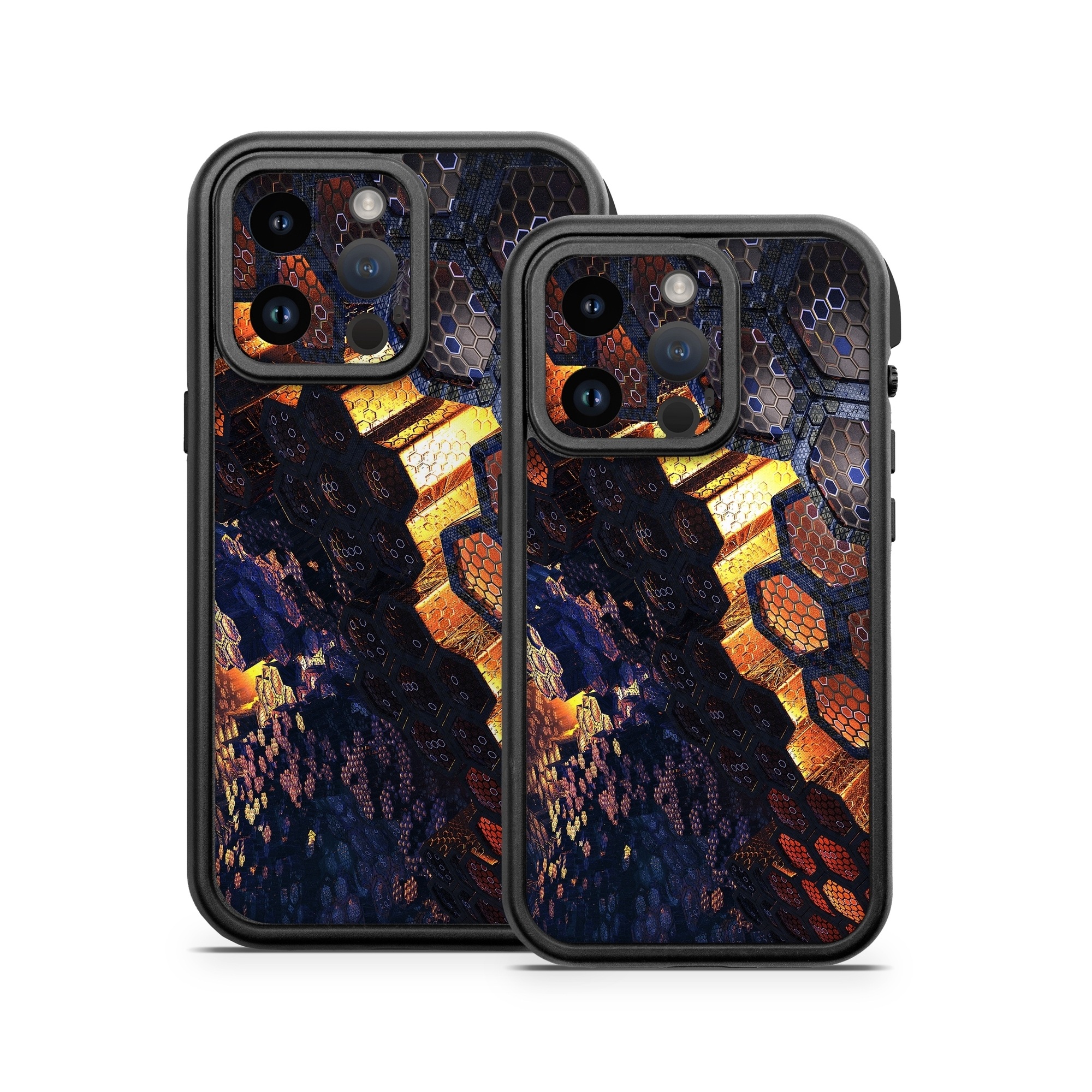 OtterBox Fre iPhone 14 Series Case Skin design of Geological phenomenon, Sky, Water, Cobblestone, Rock, Reflection, Colorfulness, World, Art, with black, red, green colors