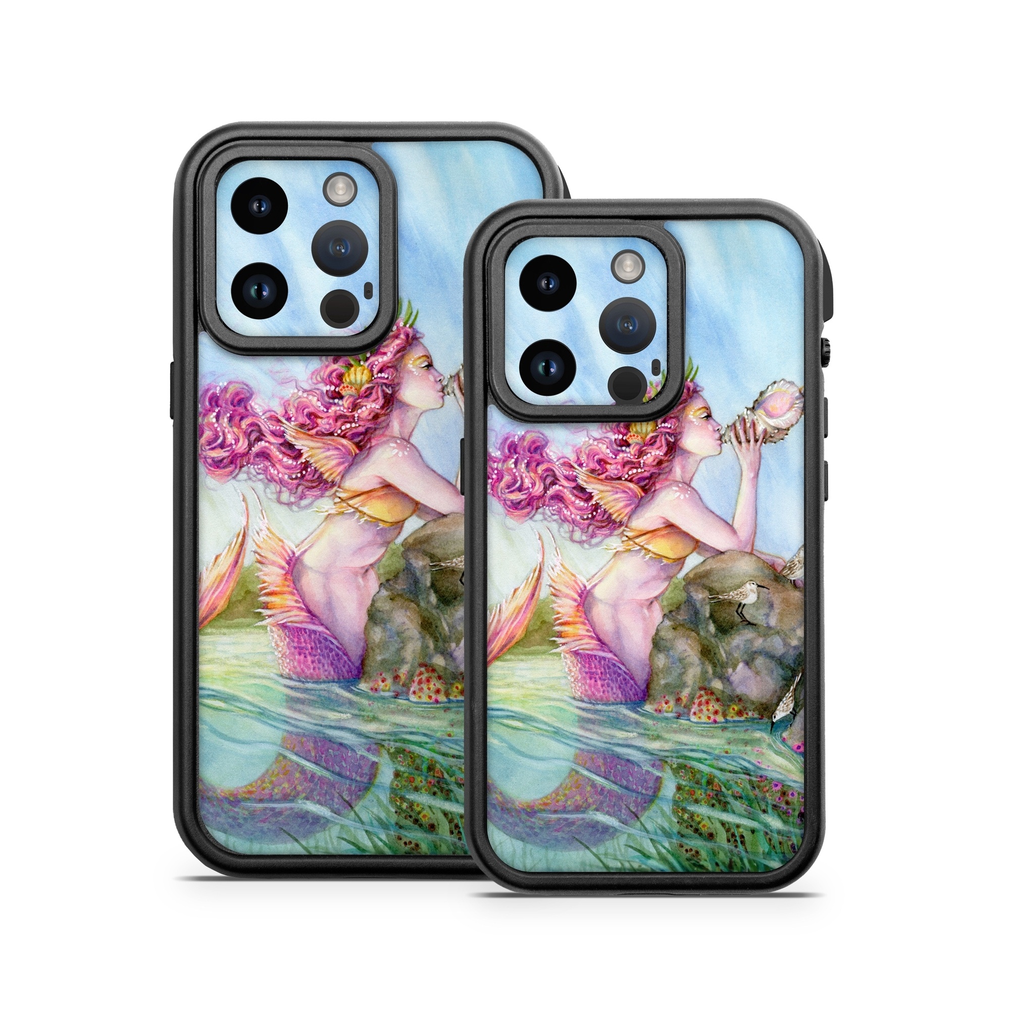 OtterBox Fre iPhone 14 Series Case Skin design of Cg artwork, Mythology, Illustration, Fictional character, Watercolor paint, Art, Painting, Plant, Mythical creature, with blue, pink, purple, green, gray colors