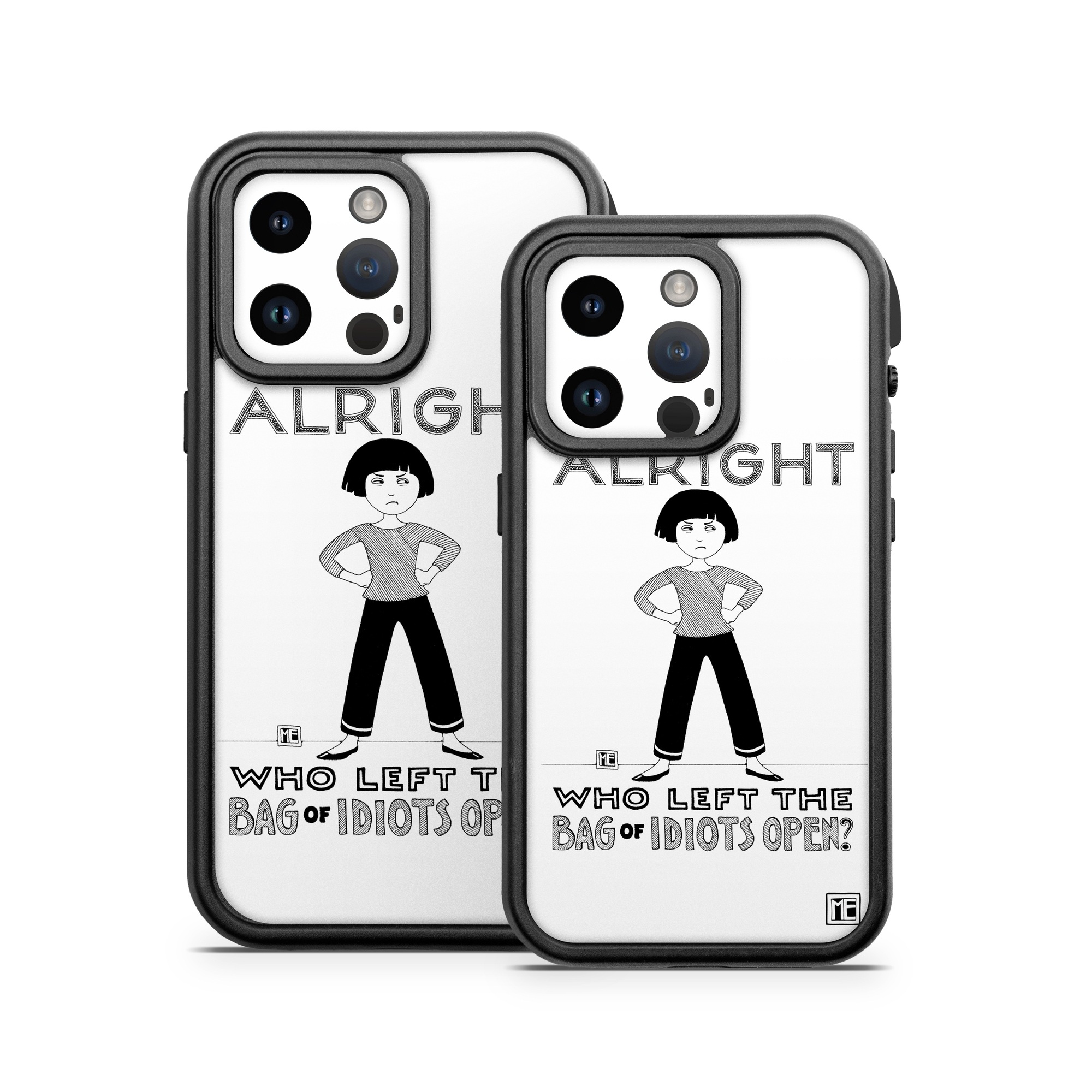 OtterBox Fre iPhone 14 Series Case Skin design of Font, Poster, Illustration, with black, white colors