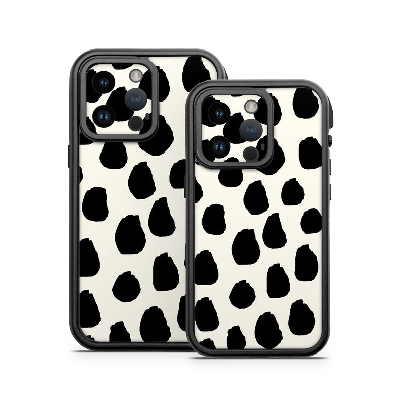 OtterBox Fre iPhone 14 Series Case Skin design of White, Black and white, with black, white colors