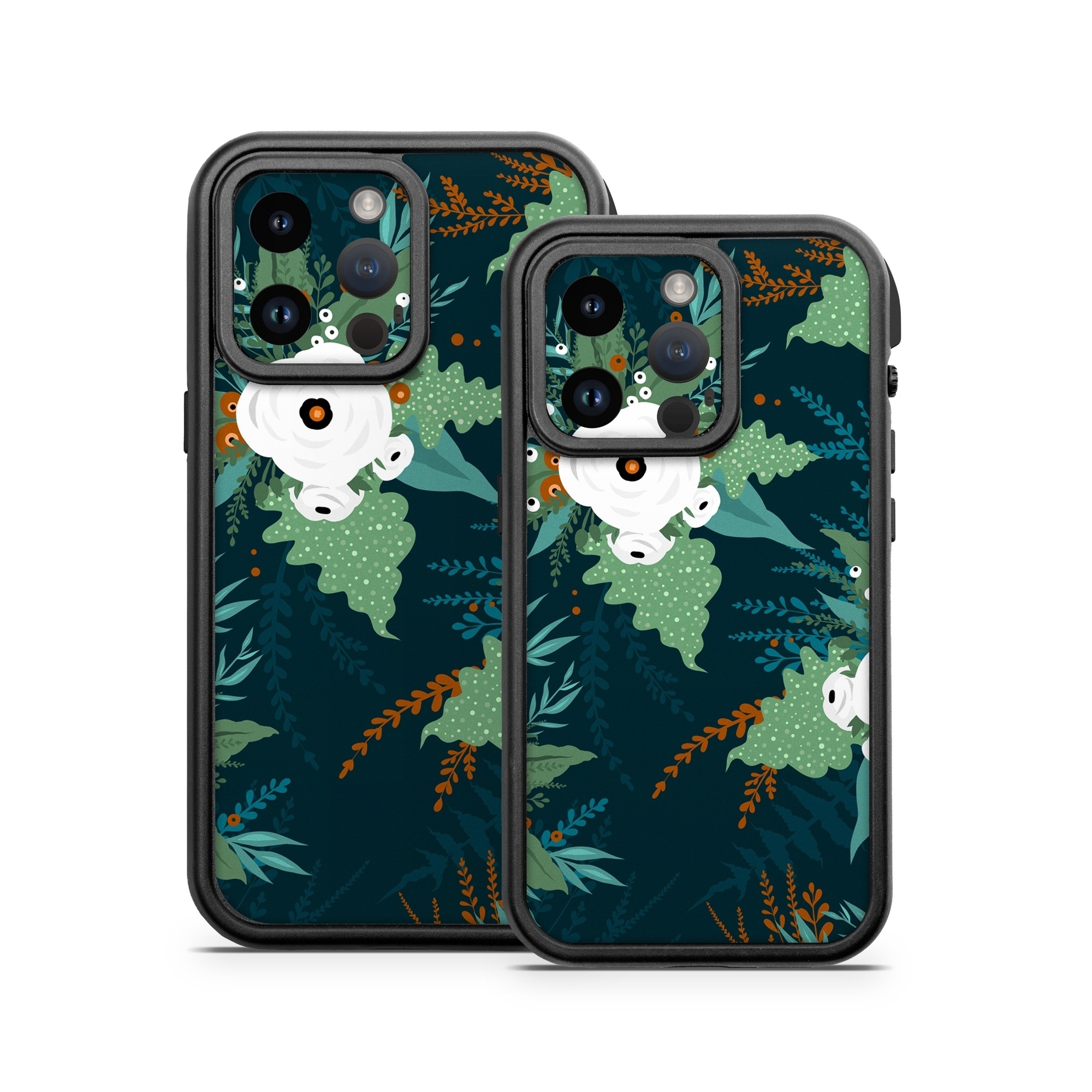 OtterBox Fre iPhone 14 Series Case Skin design of Pattern, Branch, Tree, Illustration, Design, Plant, Textile, Art, Visual arts, Space, with green, white, red, blue colors