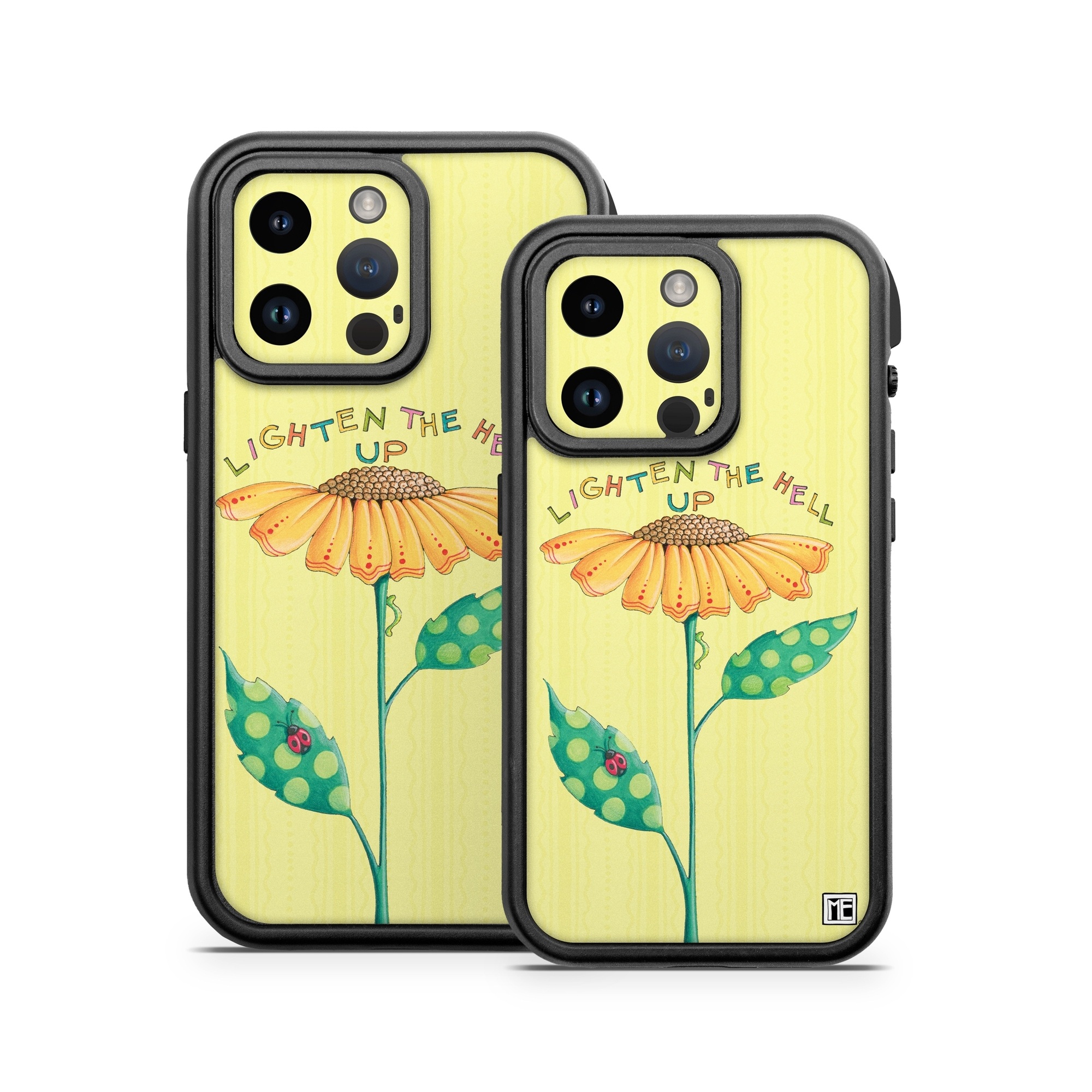 OtterBox Fre iPhone 14 Series Case Skin design of Flower, Plant, Botany, Flowering plant, Illustration, Wildflower, Daisy family, Coneflower, Pedicel, with yellow, green, red, black, orange, blue colors