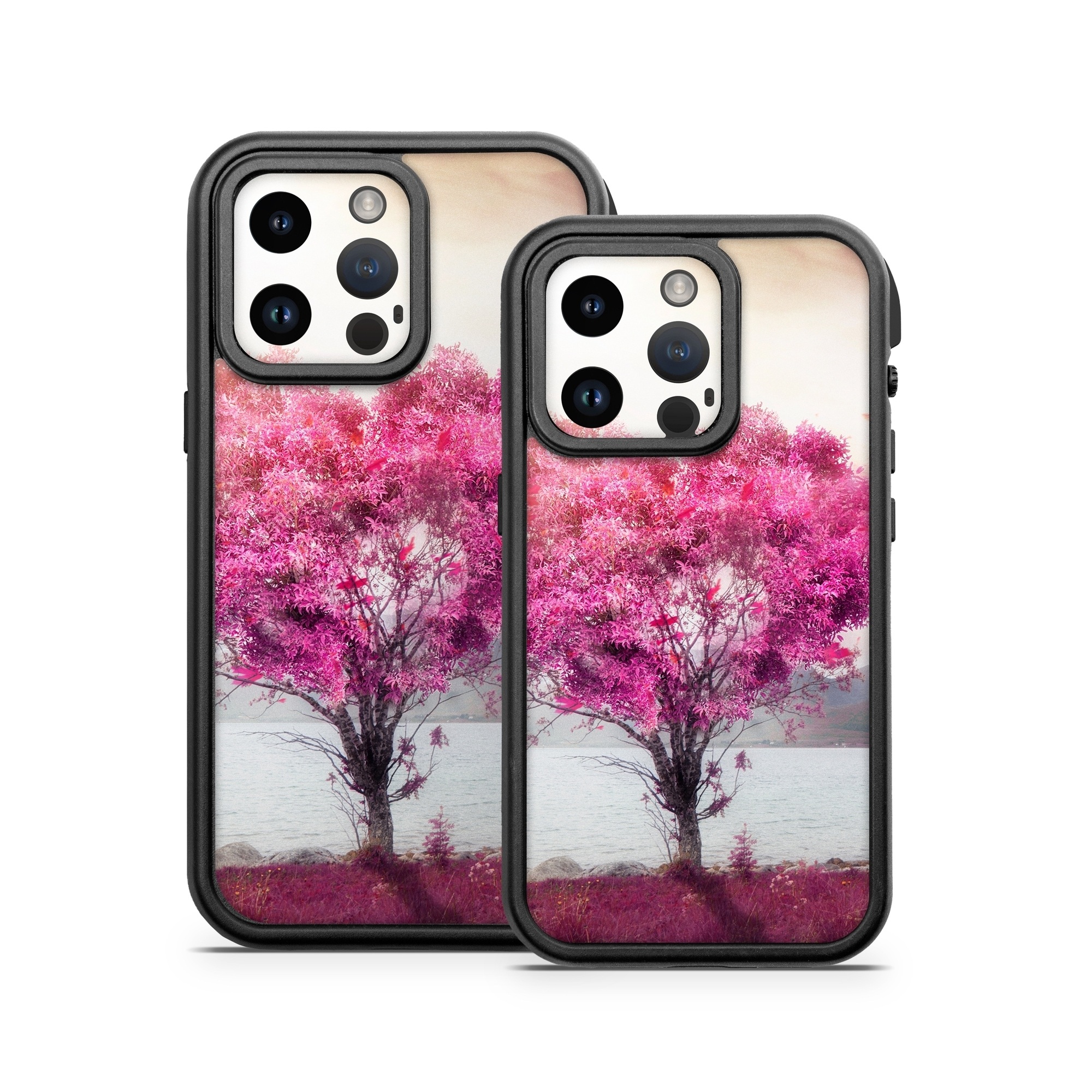 OtterBox Fre iPhone 14 Series Case Skin design of Sky, Nature, Natural landscape, Pink, Tree, Spring, Purple, Landscape, Cloud, Magenta, with pink, yellow, blue, black, gray colors