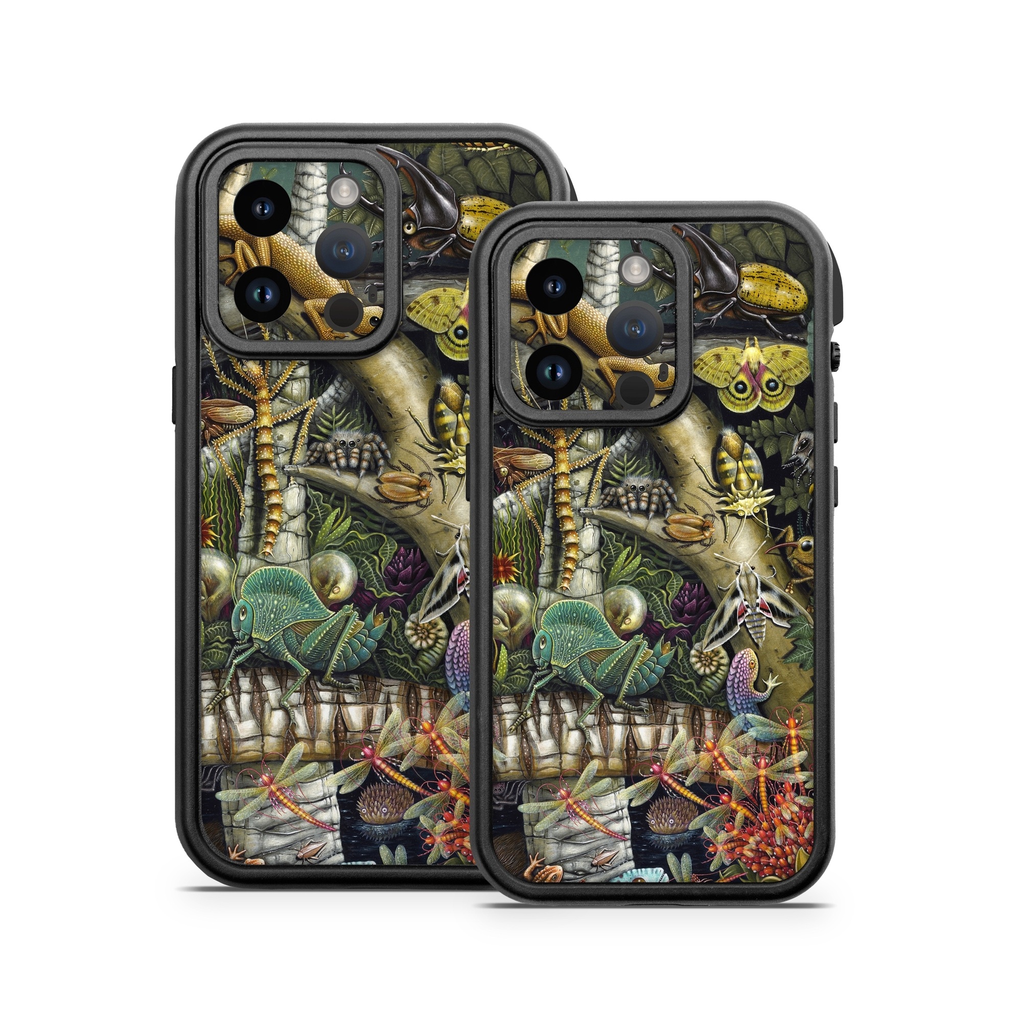 OtterBox Fre iPhone 14 Series Case Skin design of Strategy video game, Mythology, Art, Games, Plant, Painting, Adventure game, Jungle, Fictional character, Nepenthes, with green, brown, red, yellow, gray, blue, white colors