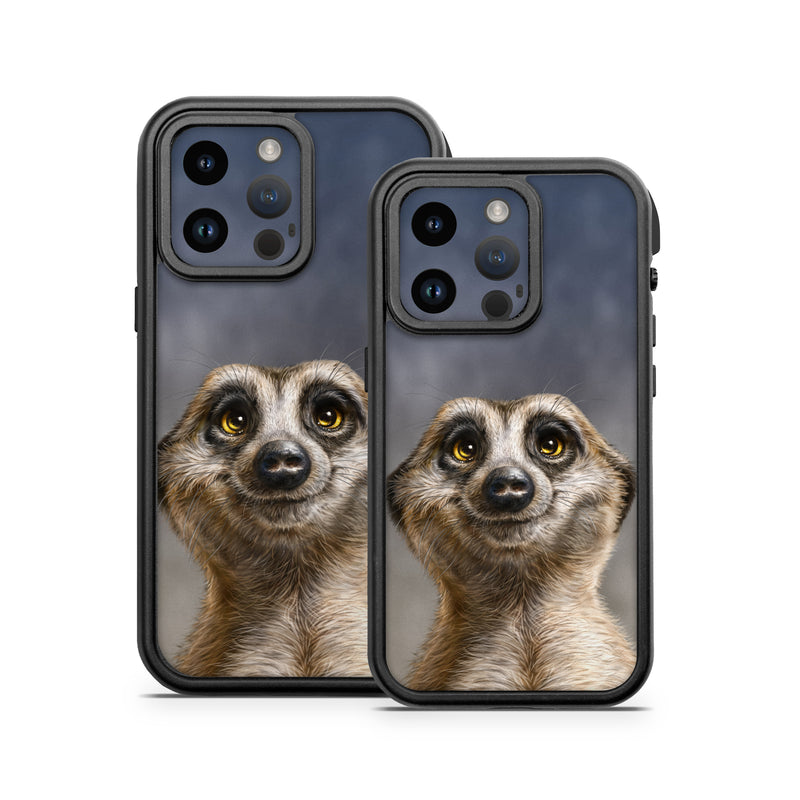OtterBox Fre iPhone 14 Series Case Skin design of Face, Head, Eye, Eyelash, Human body, Carnivore, Iris, Terrestrial animal, Whiskers, Snout, with white, gray, brown, yellow, black, blue colors
