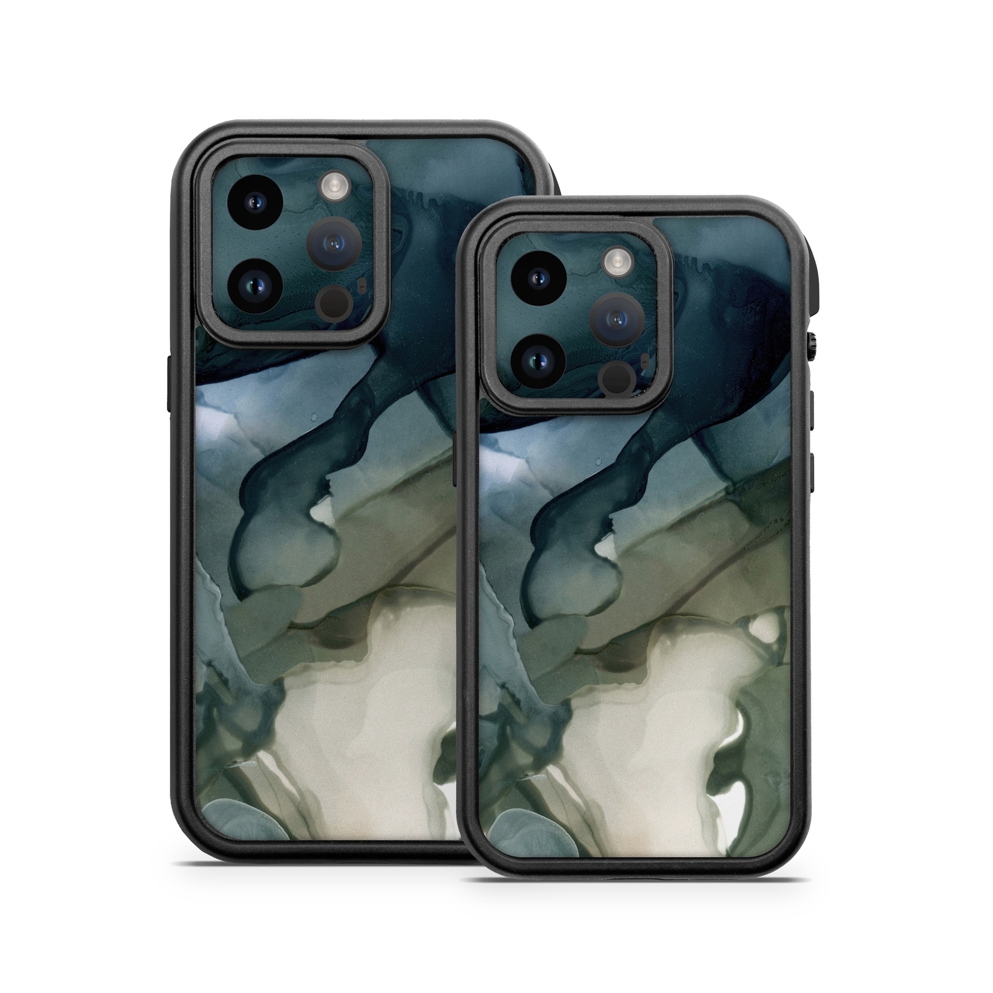 OtterBox Fre iPhone 14 Series Case Skin design of Azure, Petal, Organism, Grey, Art, Pattern, Beauty, Painting, Close-up, Tree, with black, blue, green, white colors