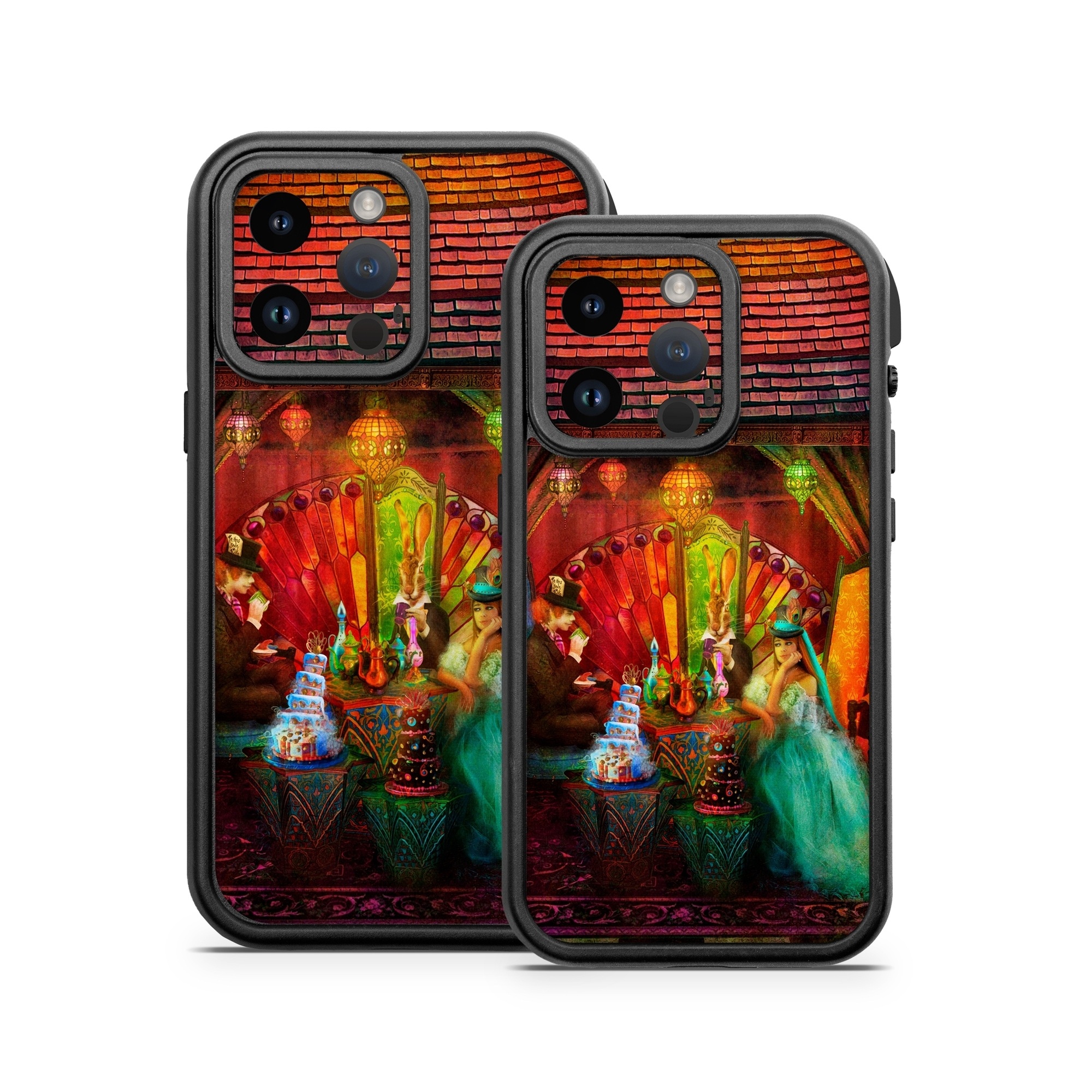 OtterBox Fre iPhone 14 Series Case Skin design of Hindu temple, Temple, Art, Painting, Place of worship, Stage, Fictional character, with black, red, green, blue, gray colors